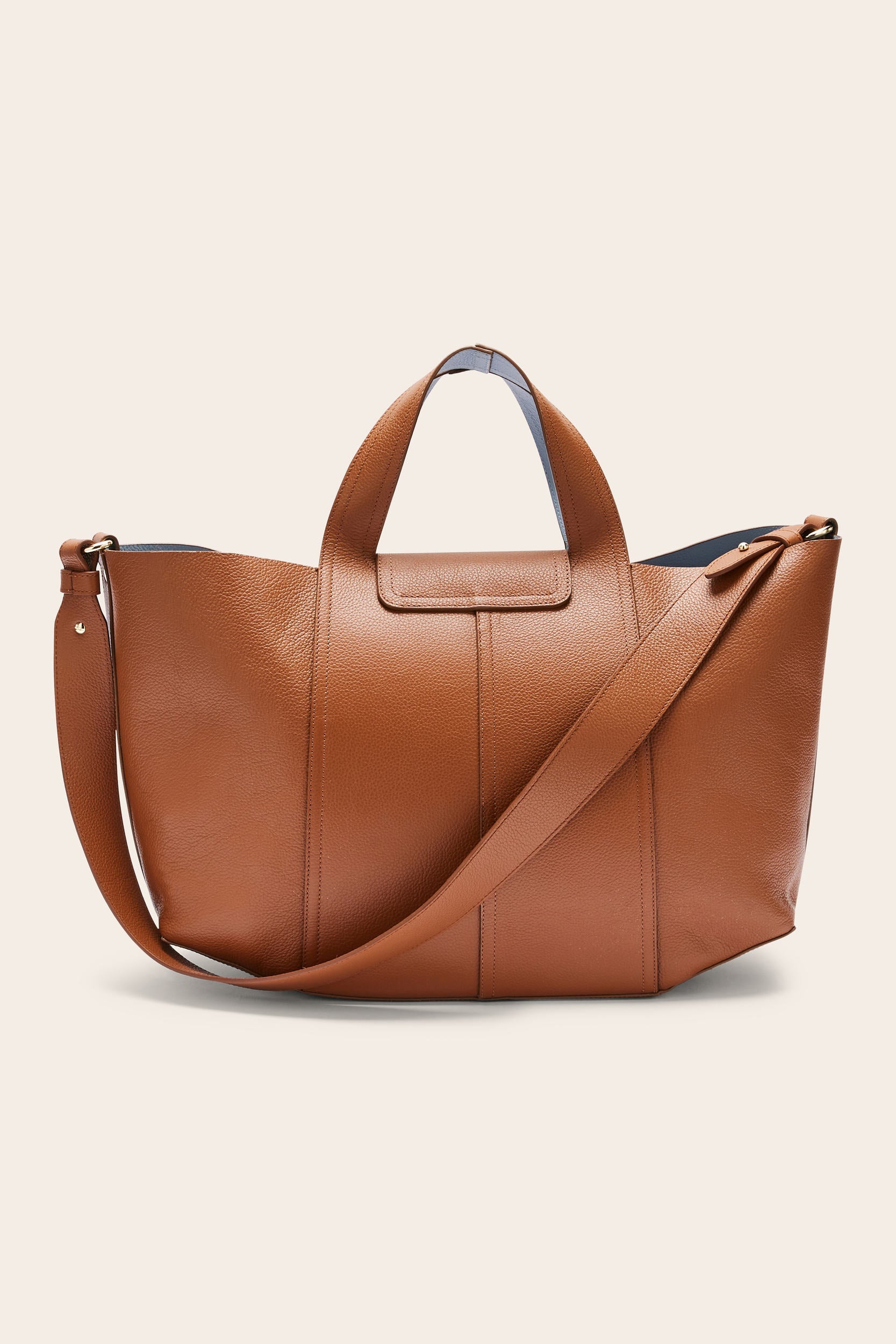 Cabas Esteban camel et bleu gris