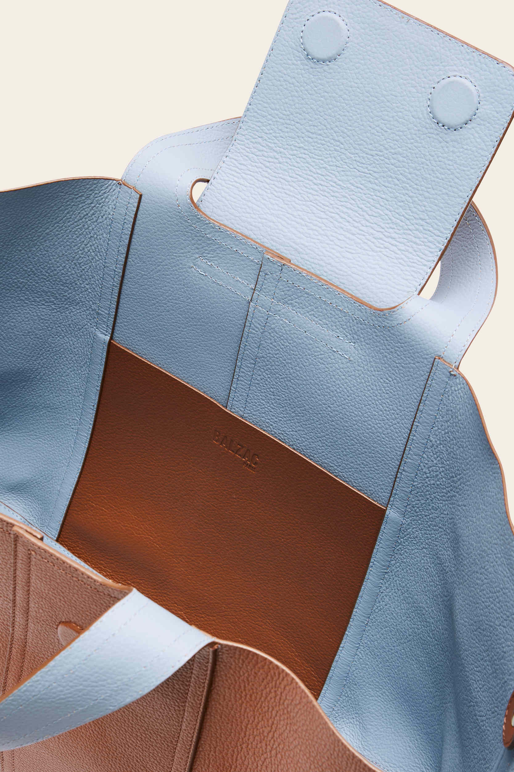 Cabas Esteban camel et bleu gris
