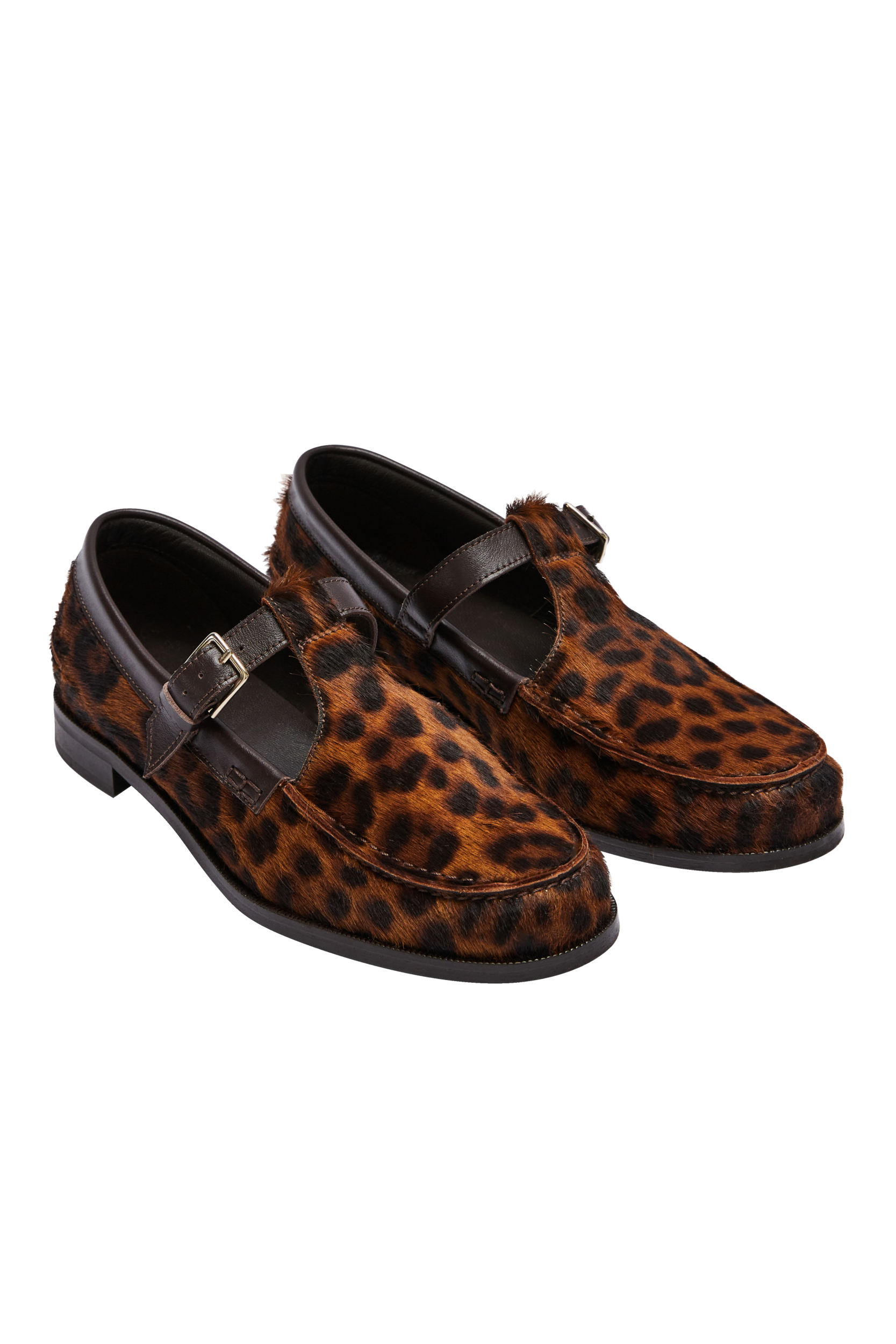 Mocassins Alban pony léopard fauve et chocolat
