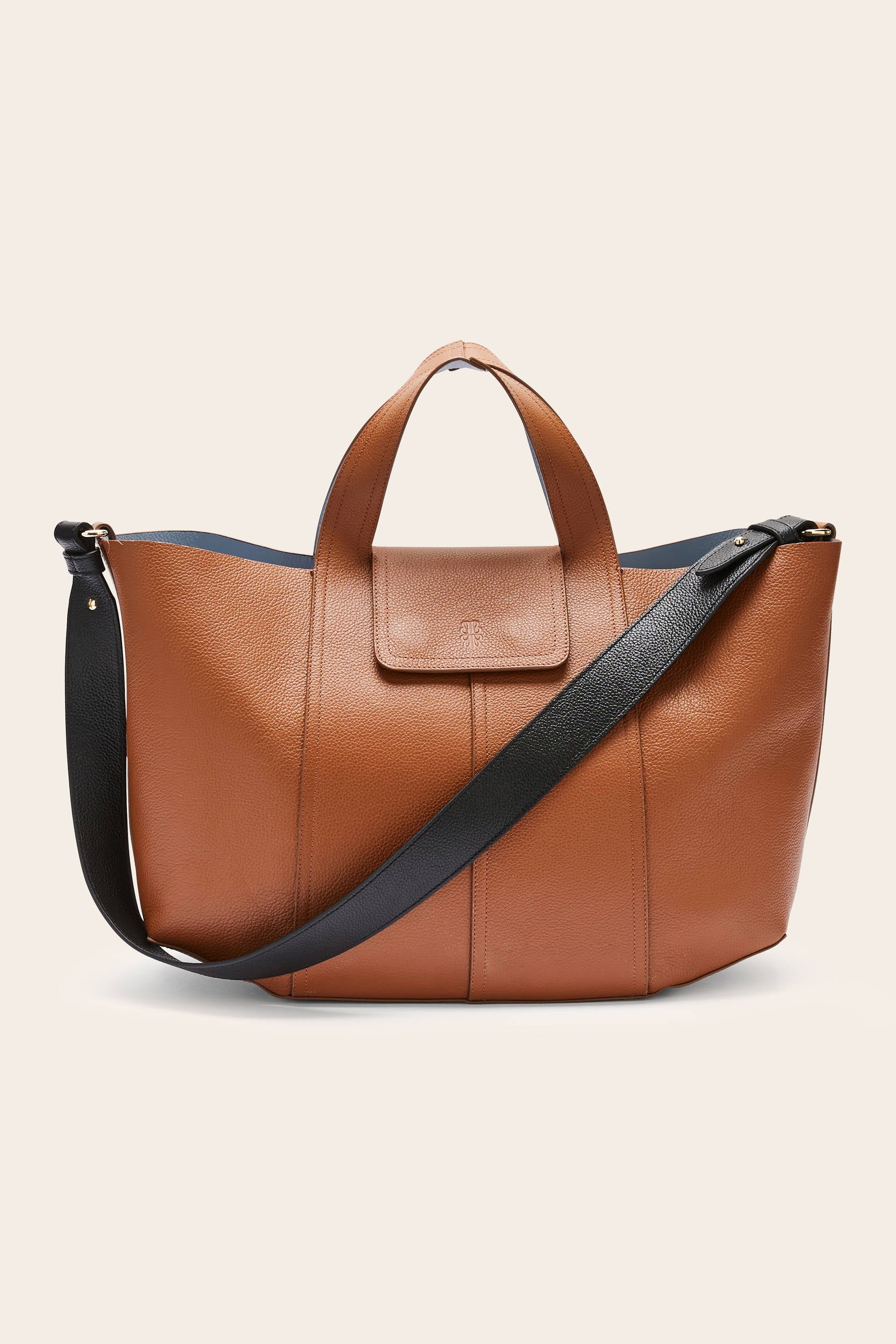 Cabas Esteban camel et bleu gris