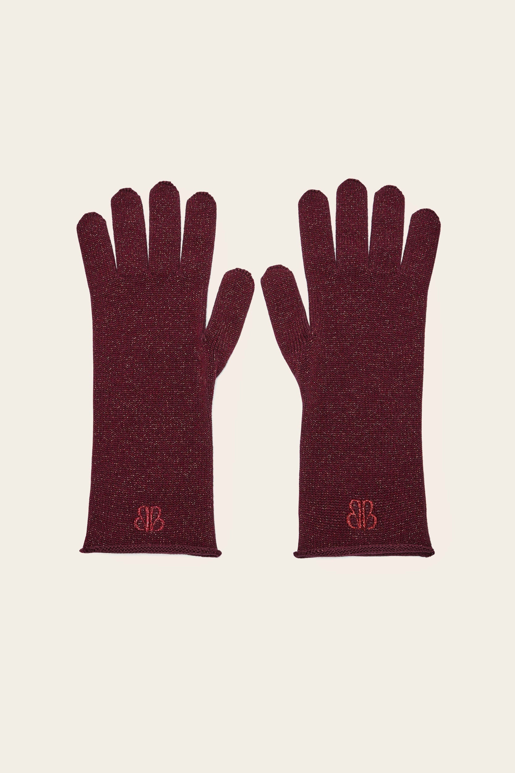 Gants Daisy lurex bordeaux
