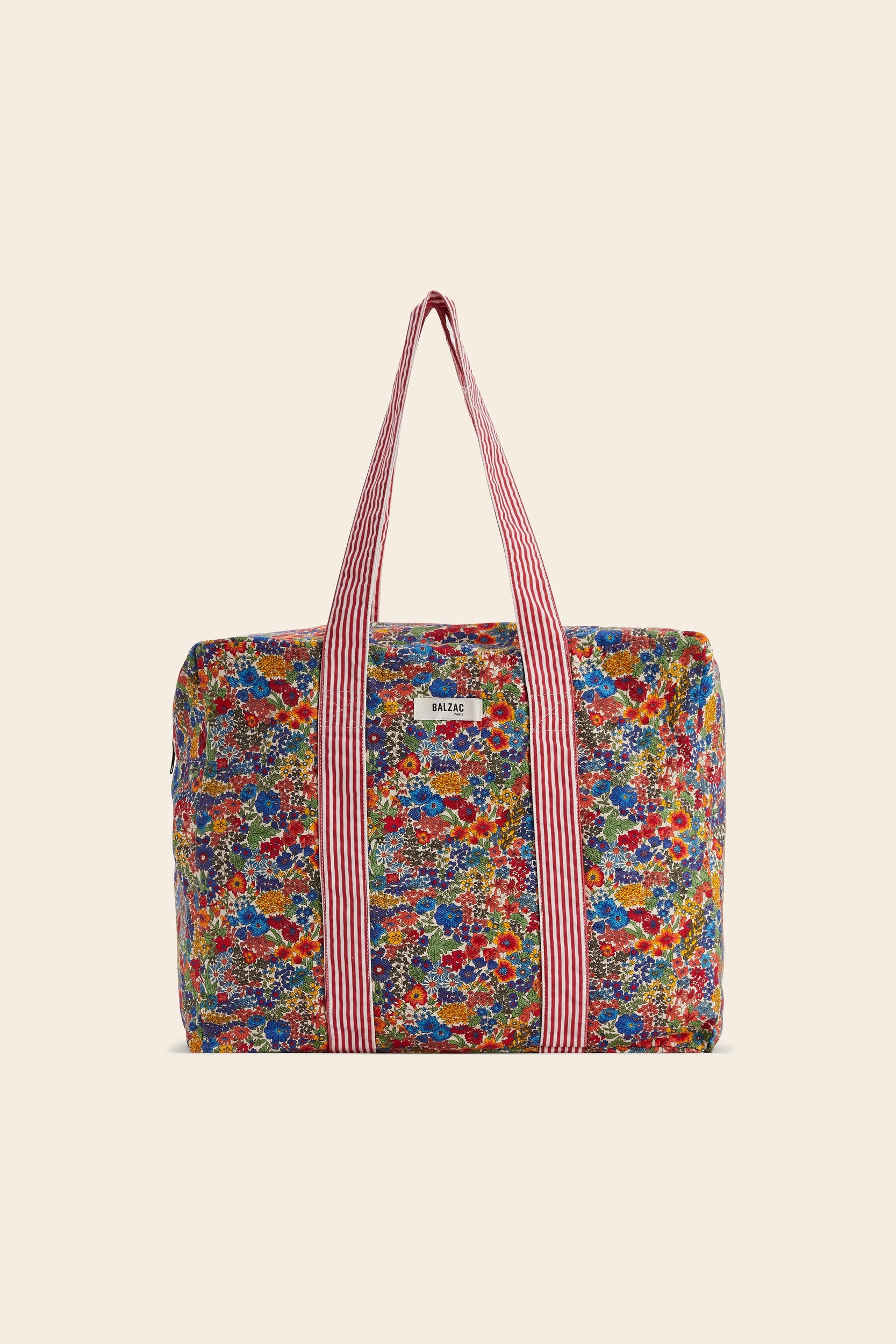 Sac Dany en tissu Liberty bleu et jaune et rayure rouge