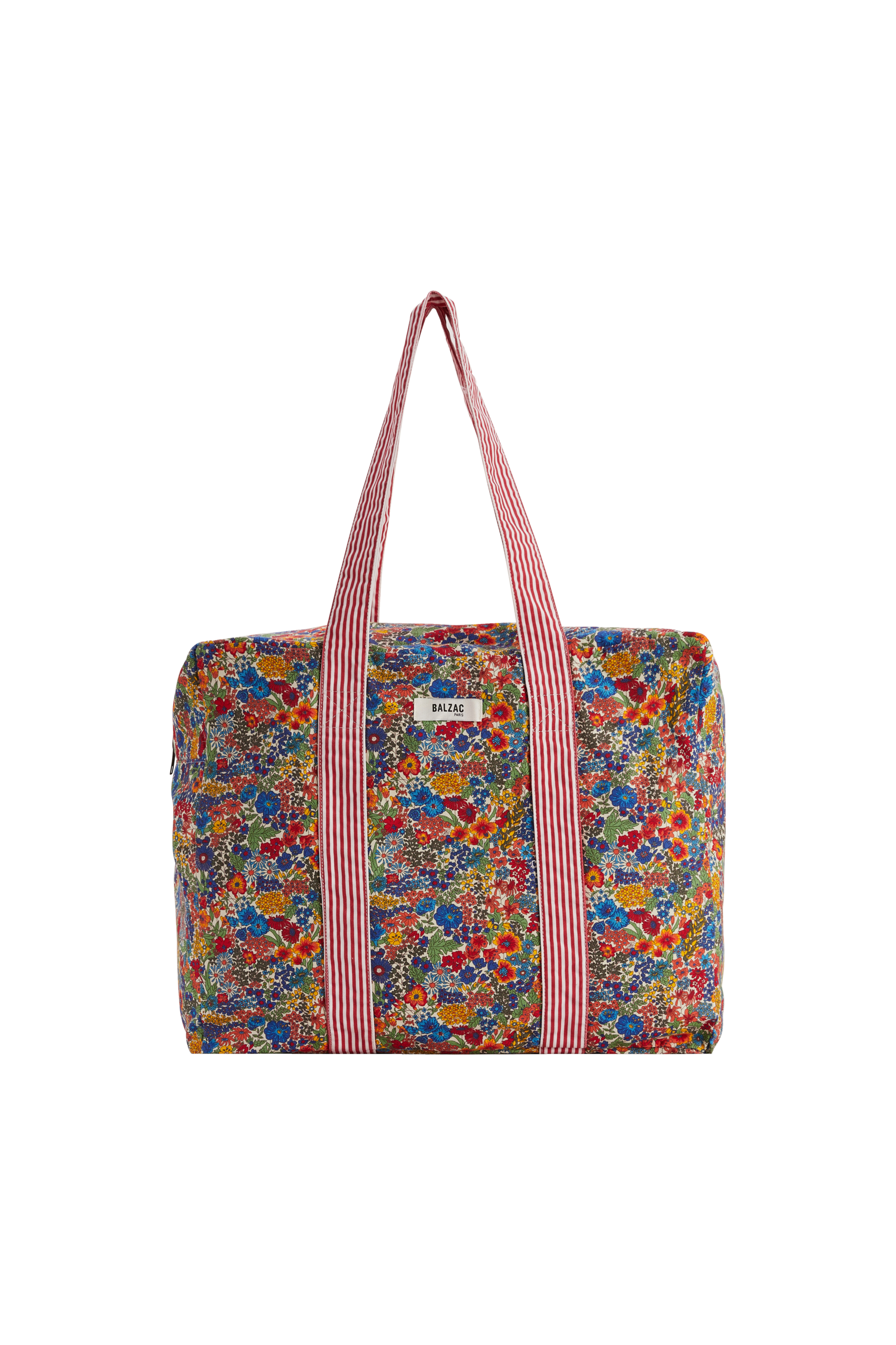 Sac Dany en tissu Liberty bleu et jaune et rayure rouge