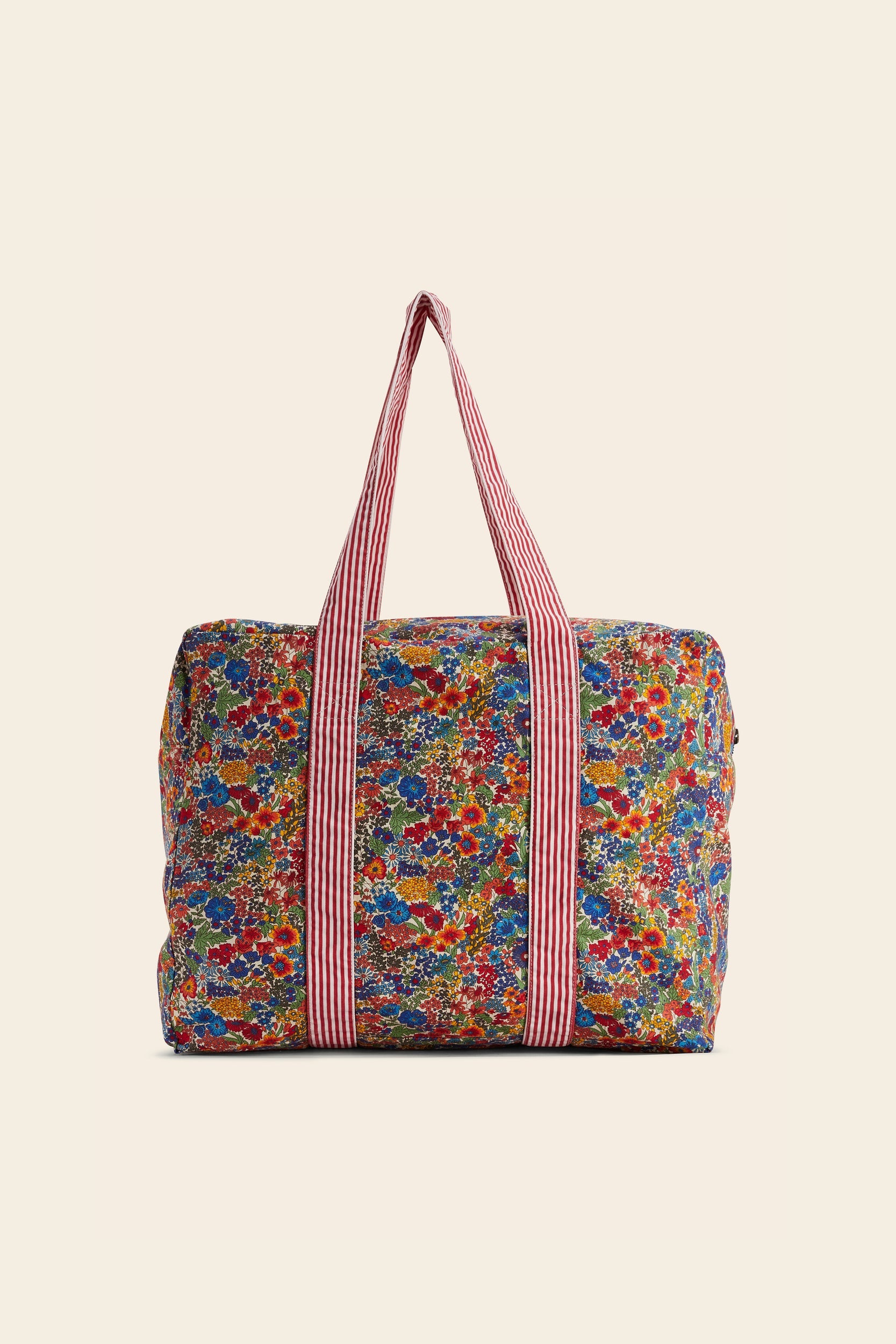 Sac Dany en tissu Liberty bleu et jaune et rayure rouge