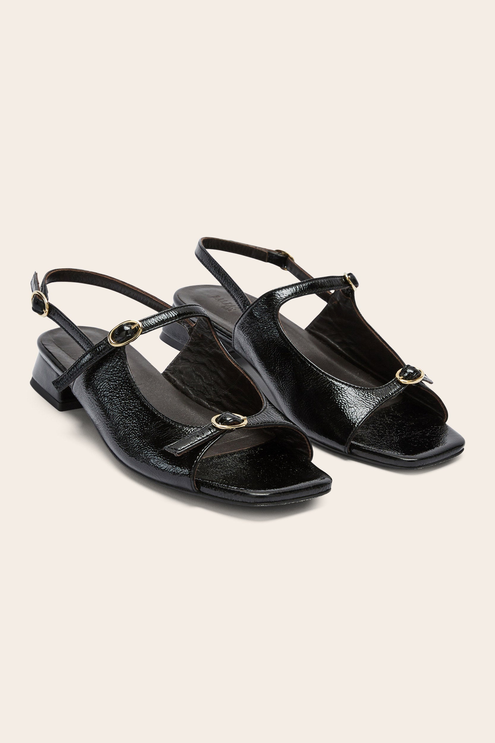 Sandales Joana vernis froissé noir