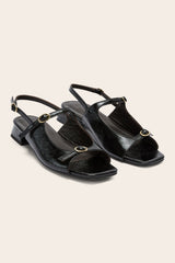 Sandales Joana vernis froissé noir