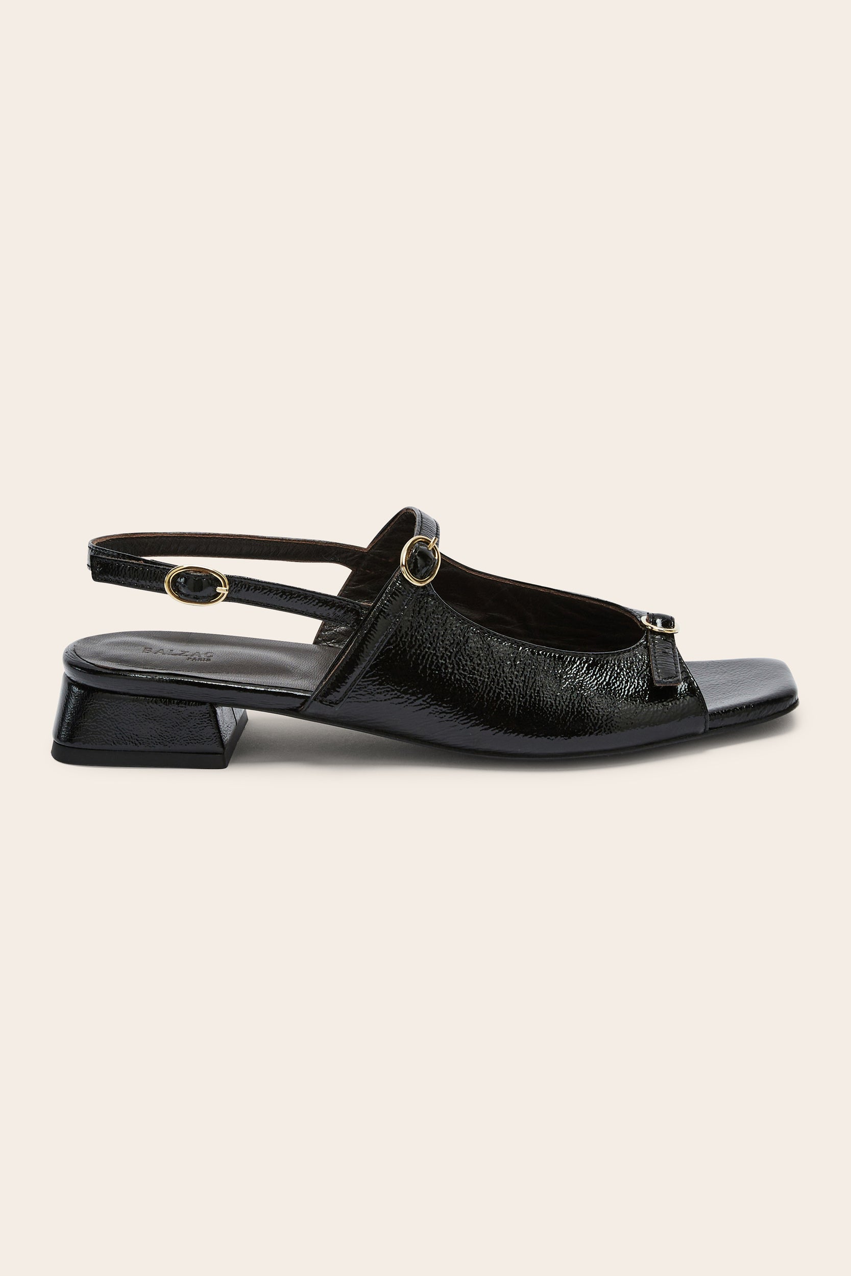 Sandales Joana vernis froissé noir