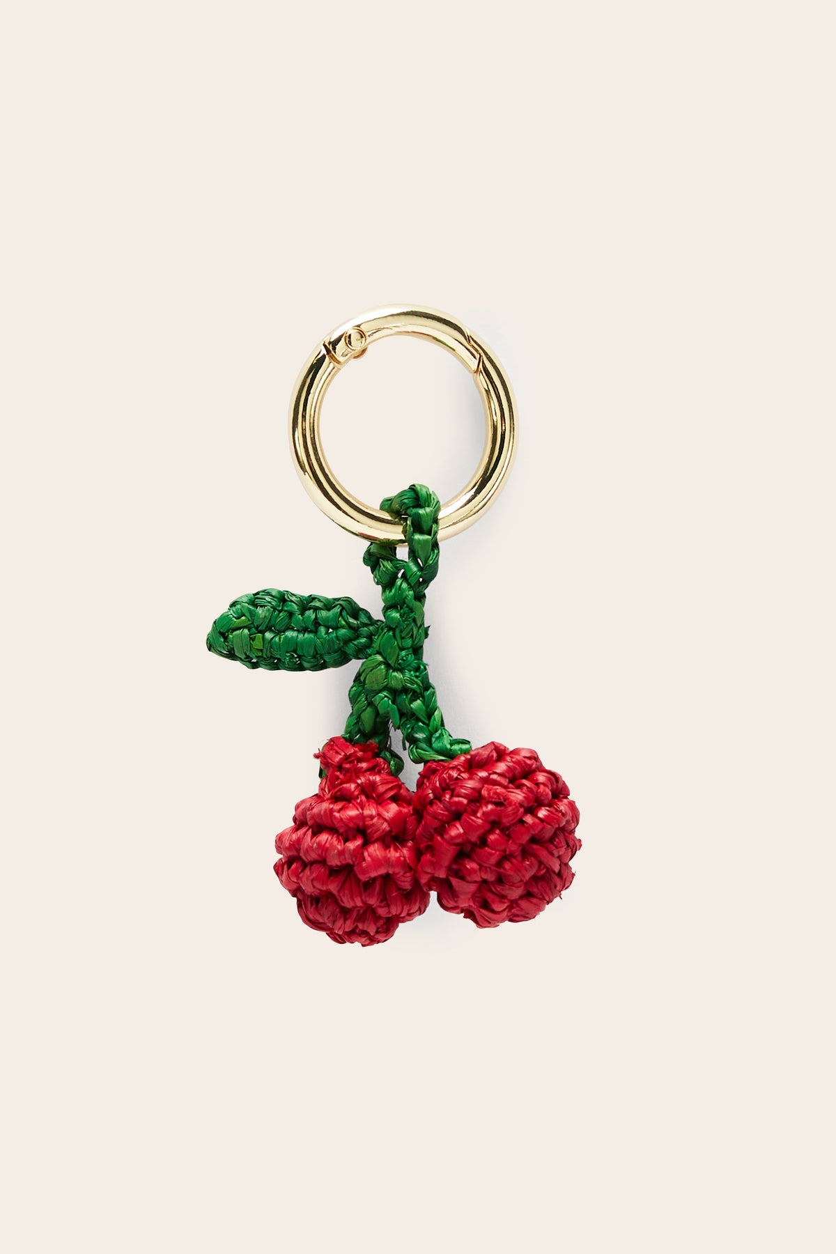 Porte-clés cerise raphia