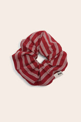 Chouchou Billy XL rayures coquelicot et blanc