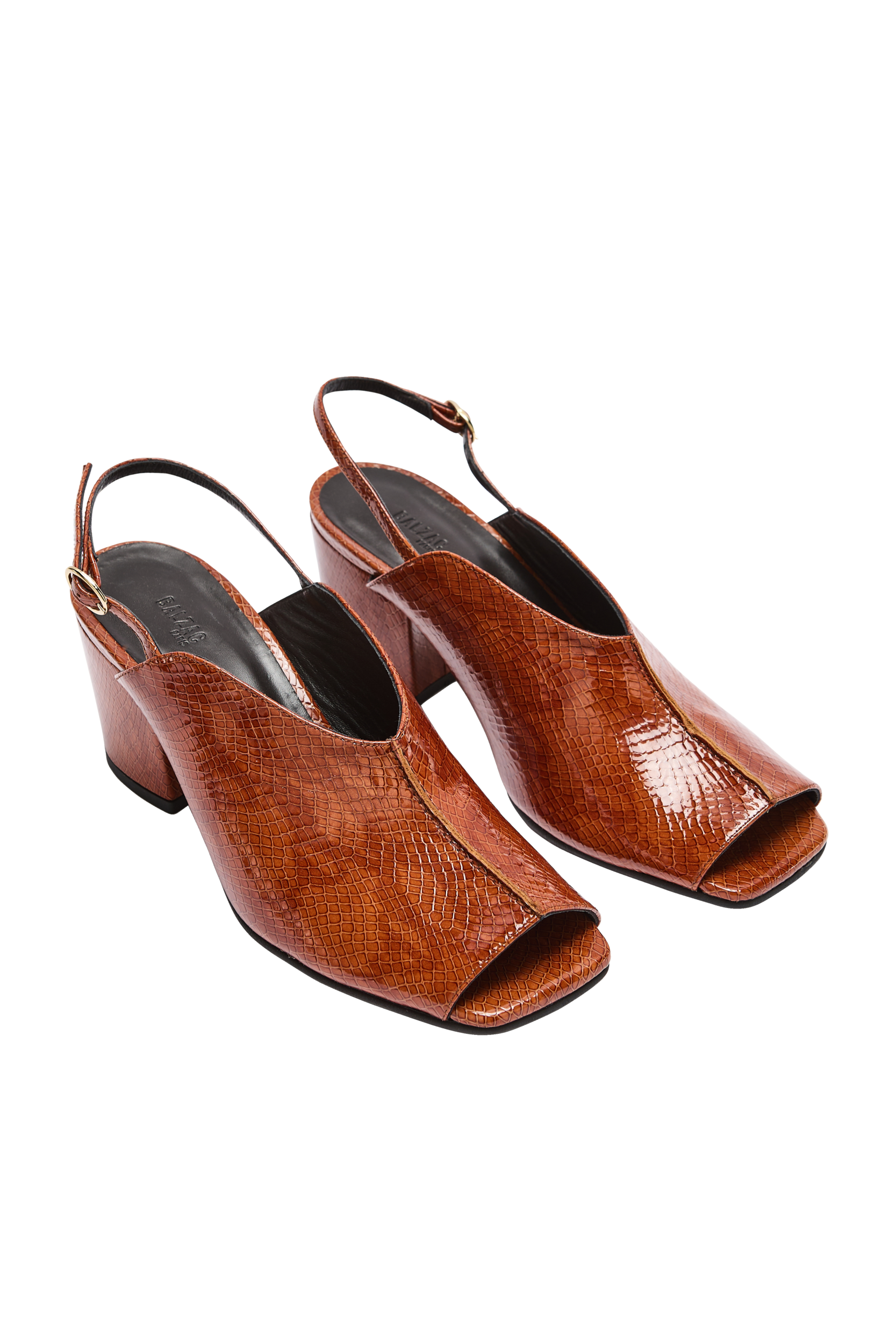 Sandales Barbara vernis embossé camel