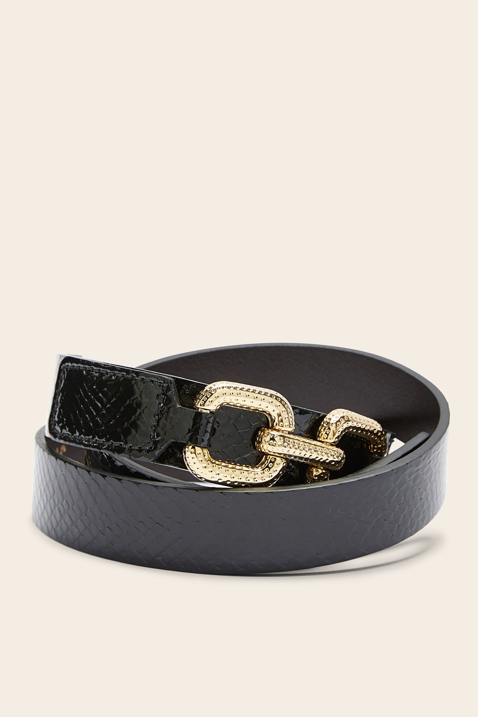 Ceinture Céane vernis embossé noir