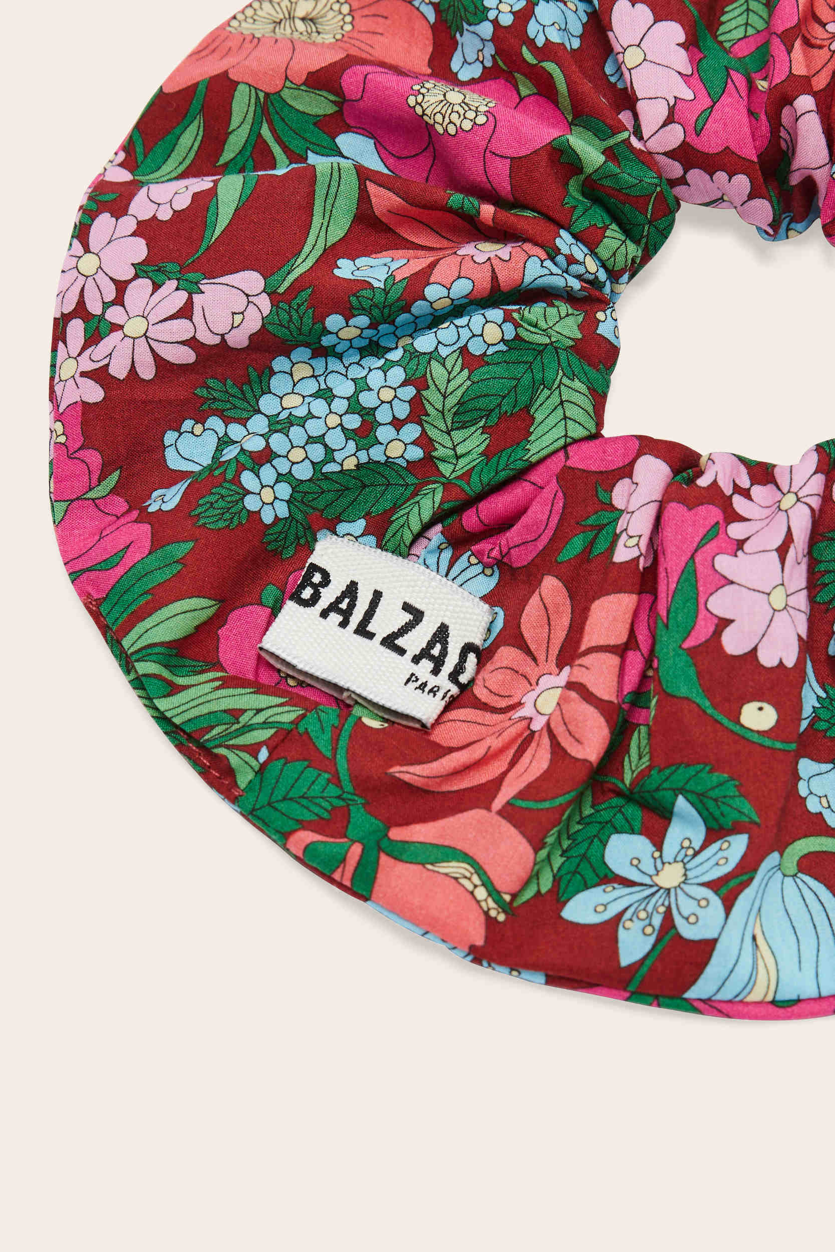 Chouchou Billy XL imprimé Liberty rose et bordeaux