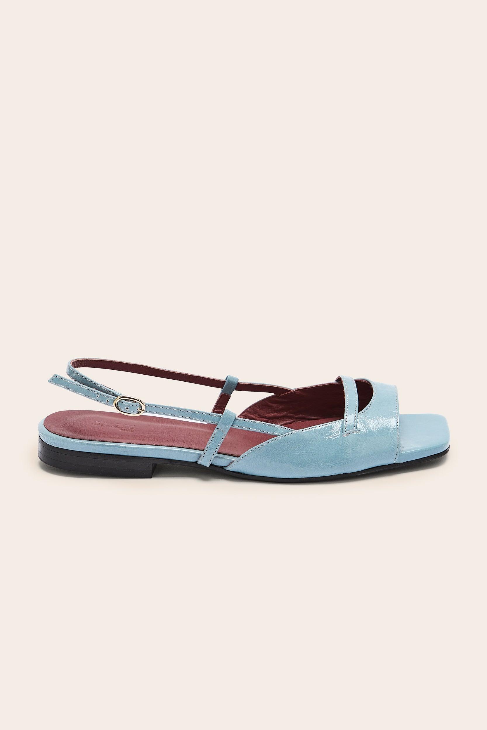 Sandales Dona vernis froissé bleu piscine