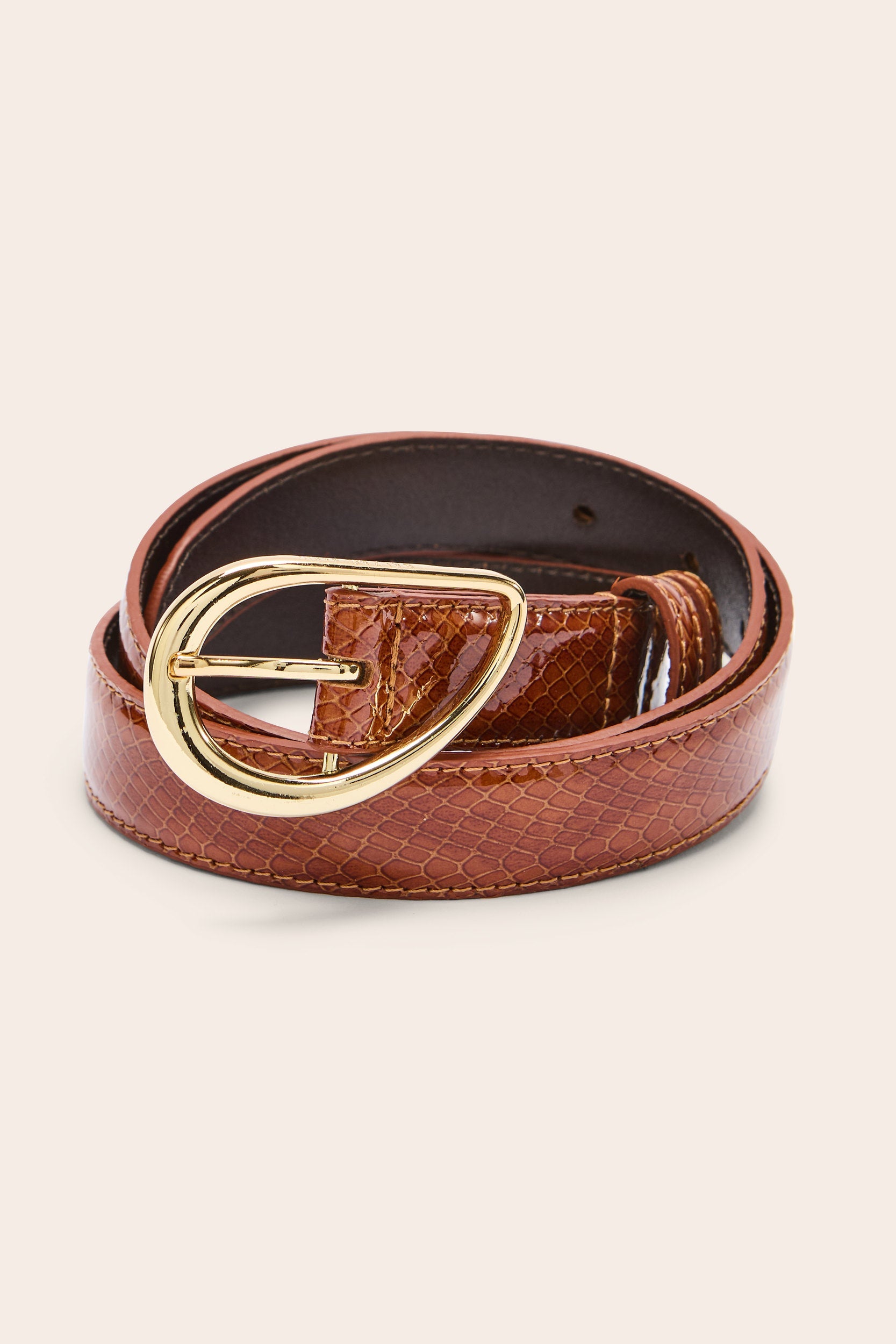 Ceinture Basma vernis embossé camel