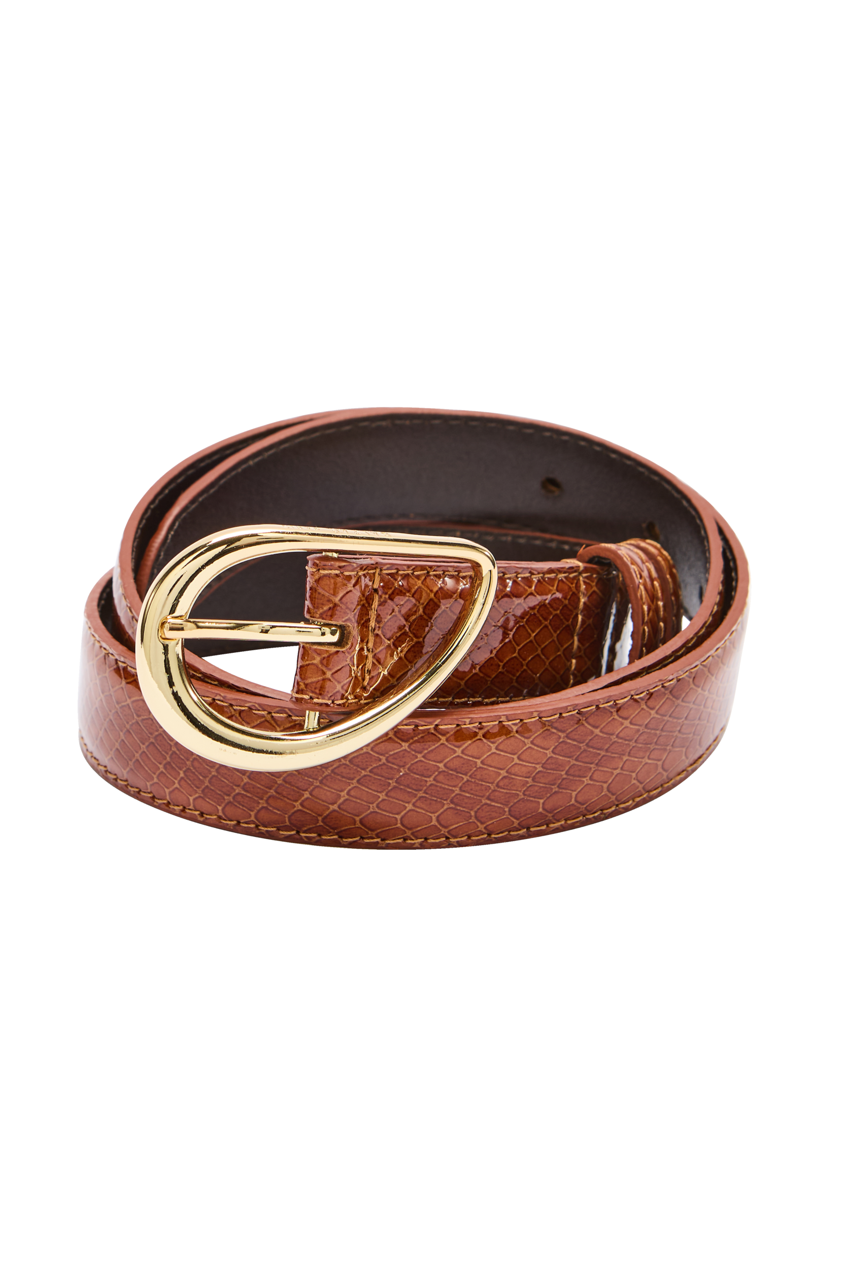 Ceinture Basma vernis embossé camel