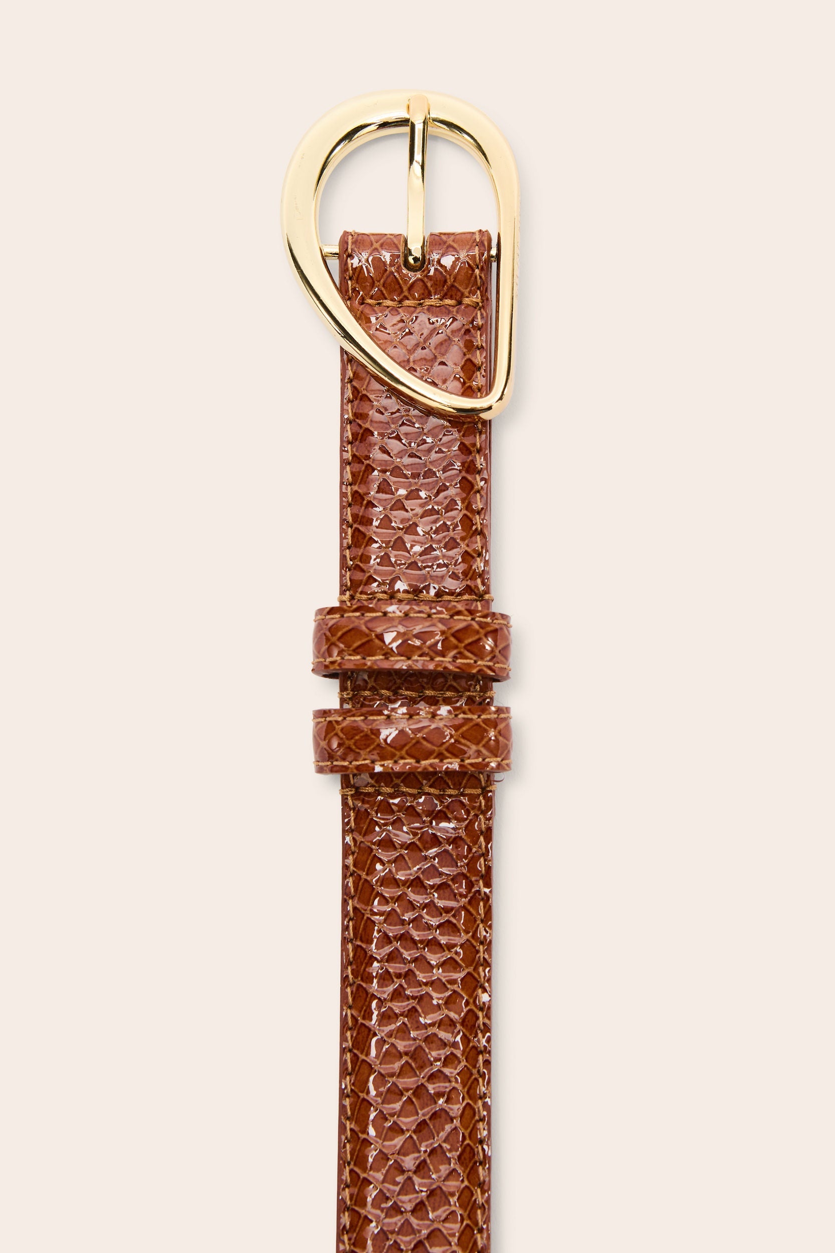 Ceinture Basma vernis embossé camel
