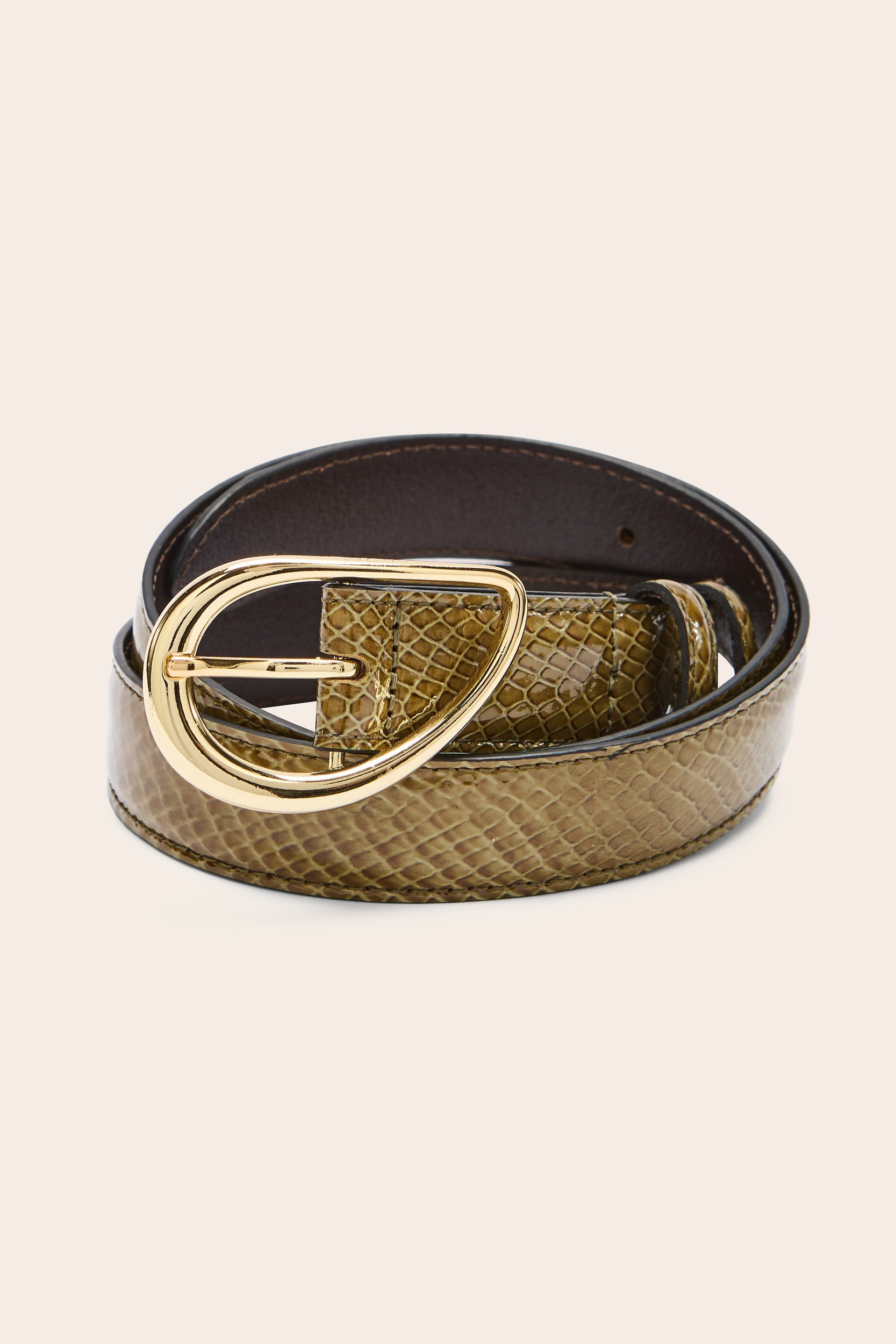 Ceinture Basma vernis embossé kaki