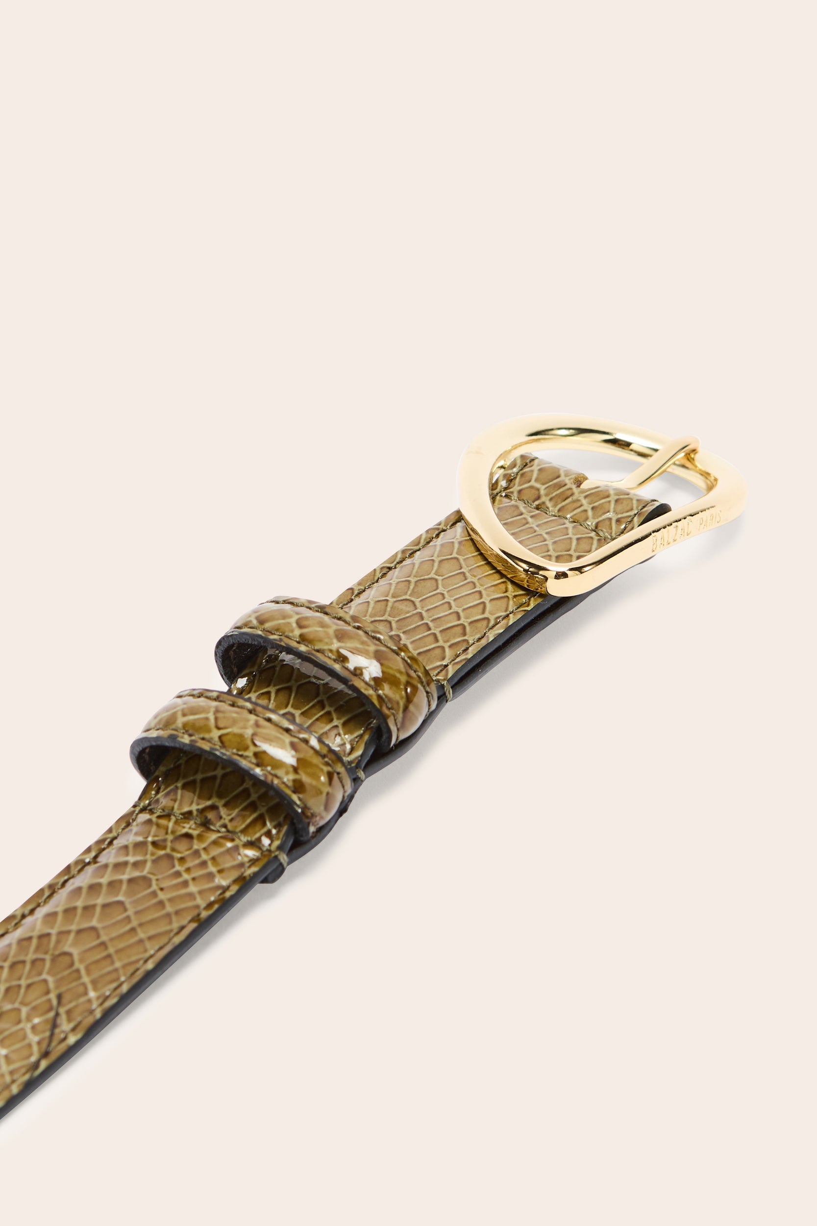 Ceinture Basma vernis embossé kaki