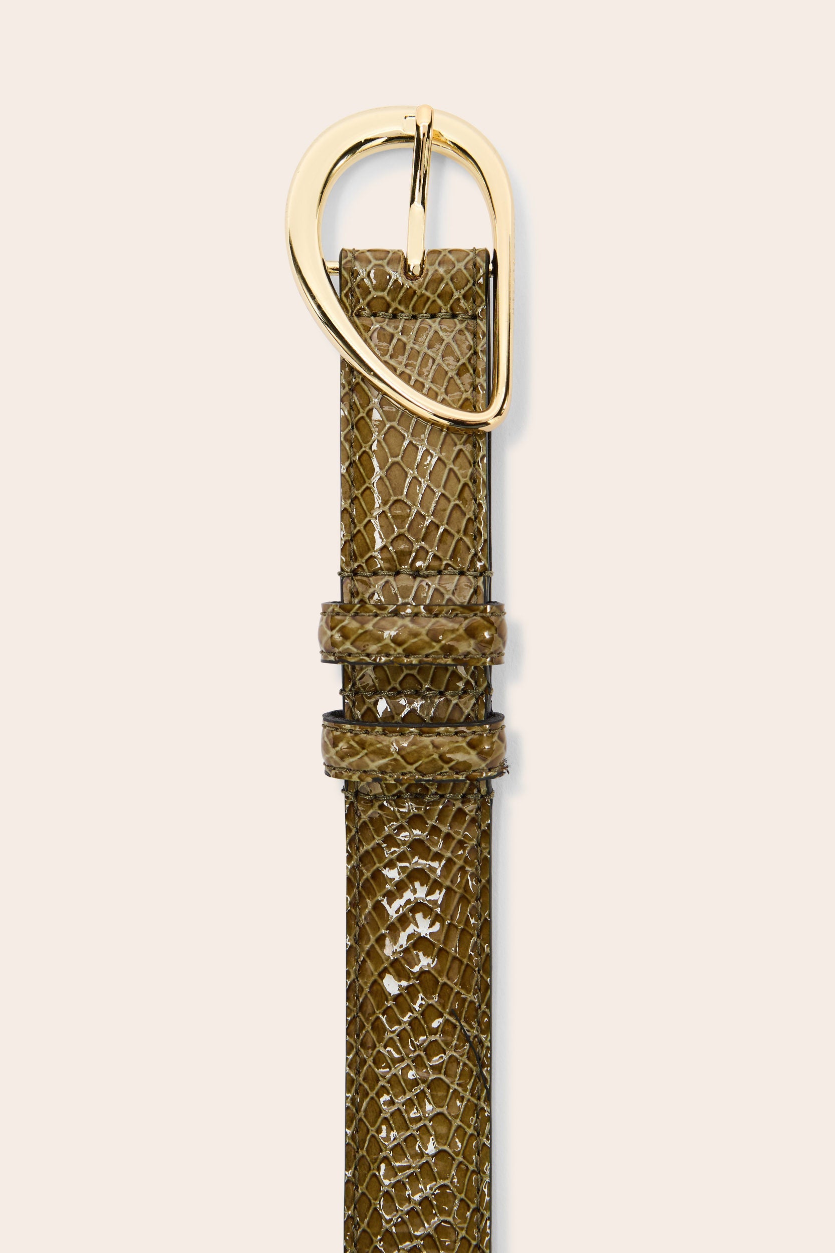 Ceinture Basma vernis embossé kaki