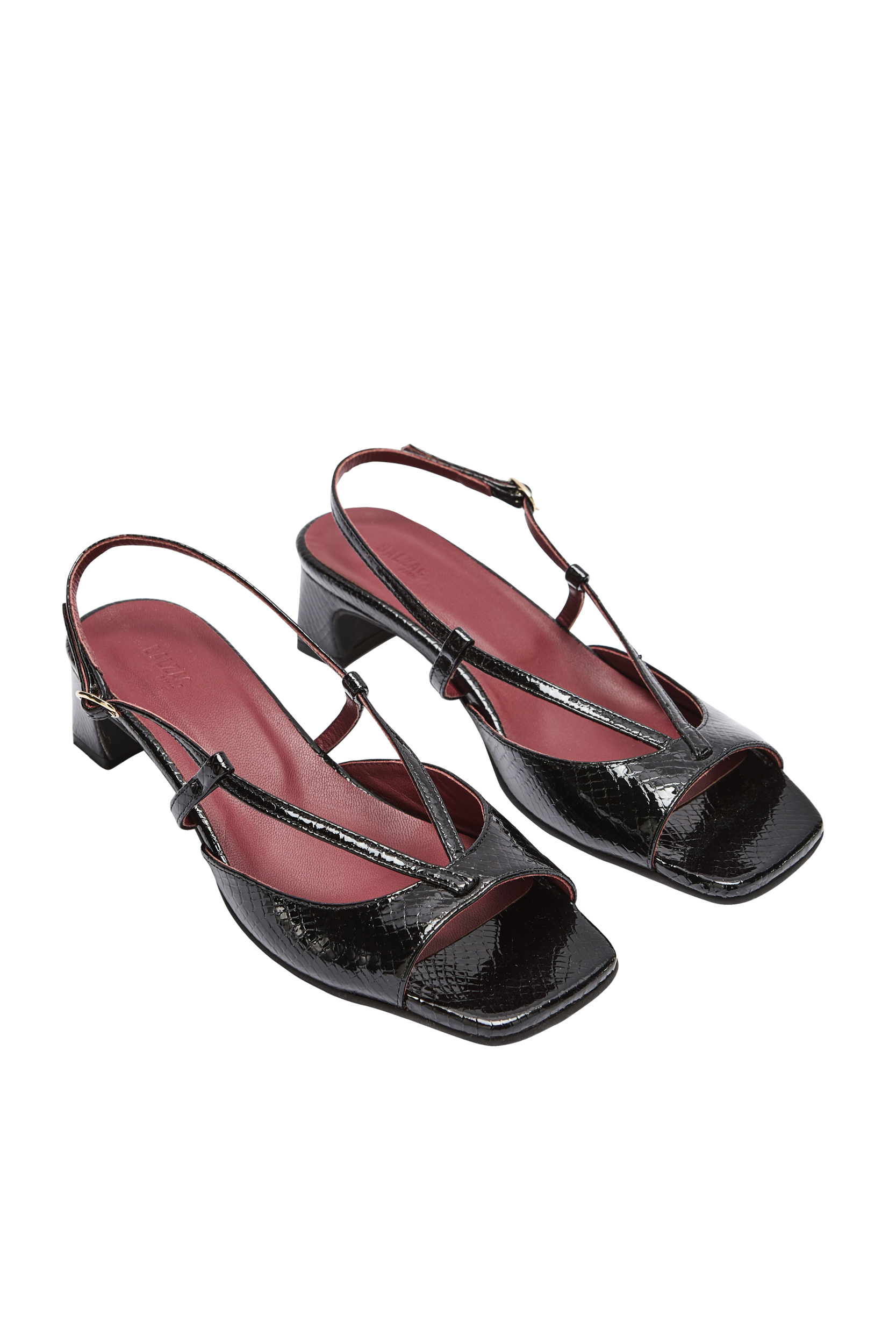 Sandales Tella vernis embossé noir