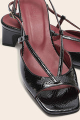 Sandales Tella vernis embossé noir