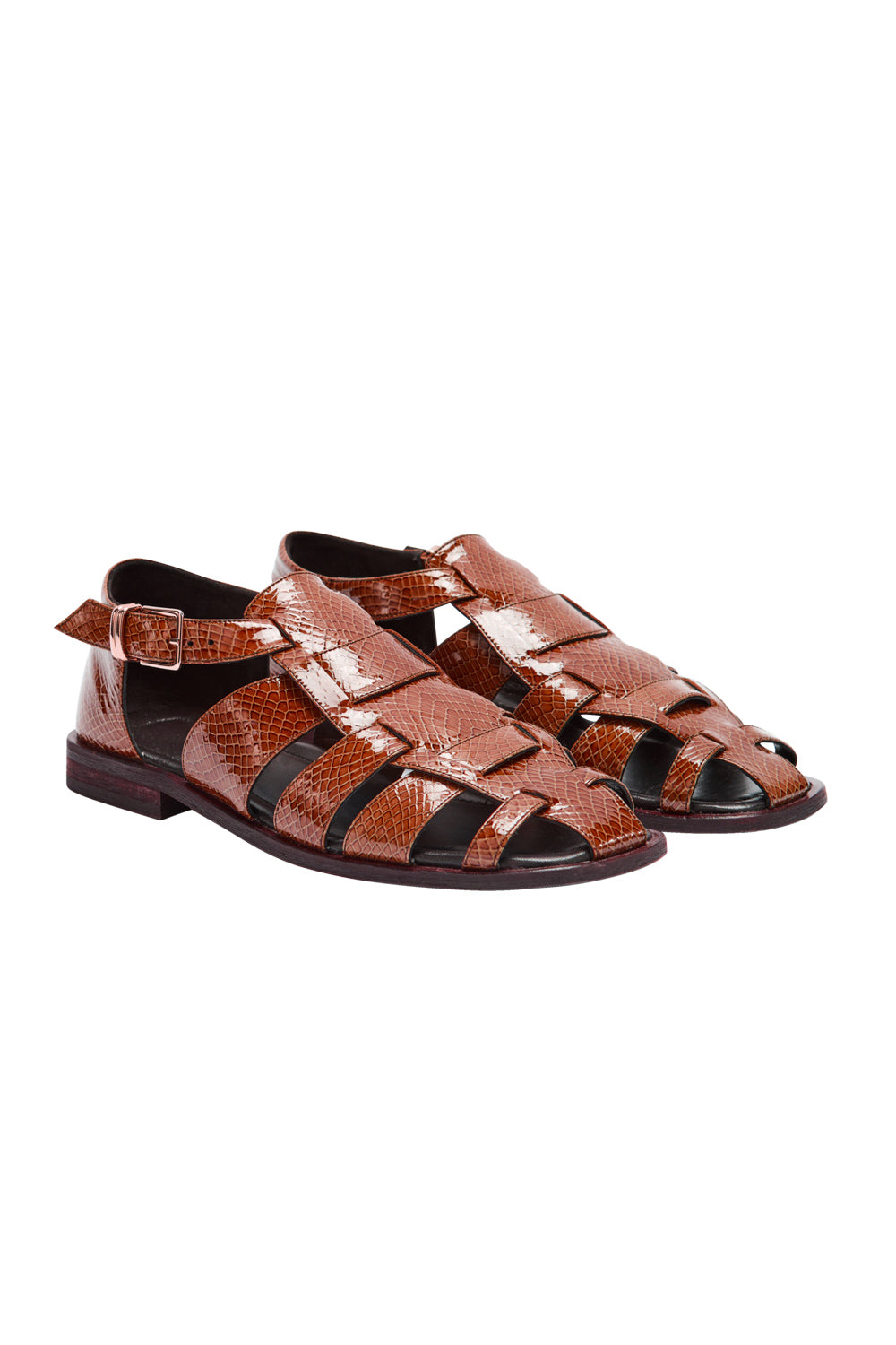 Sandales Luce vernis embossé camel