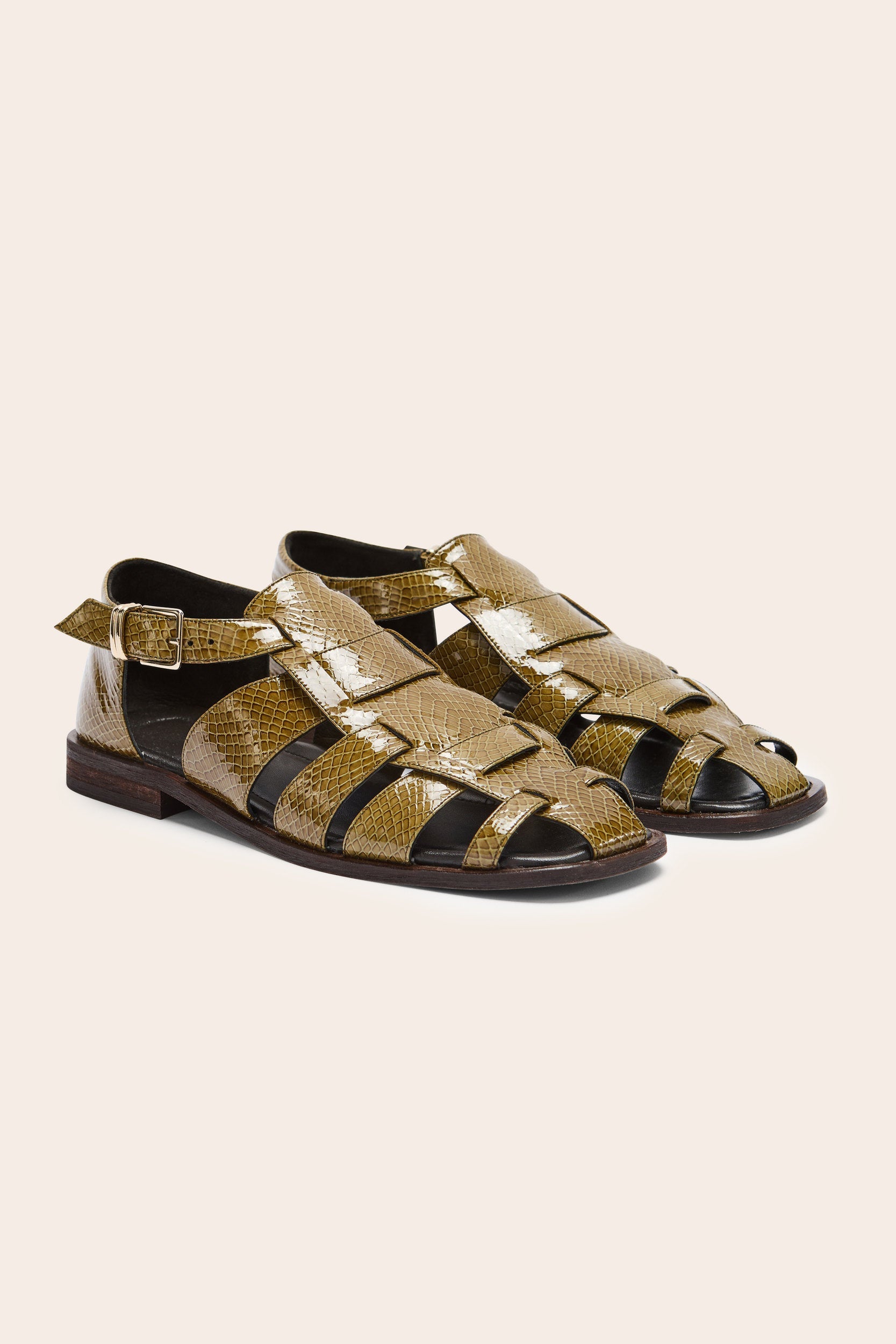 Sandales Luce vernis embosé kaki