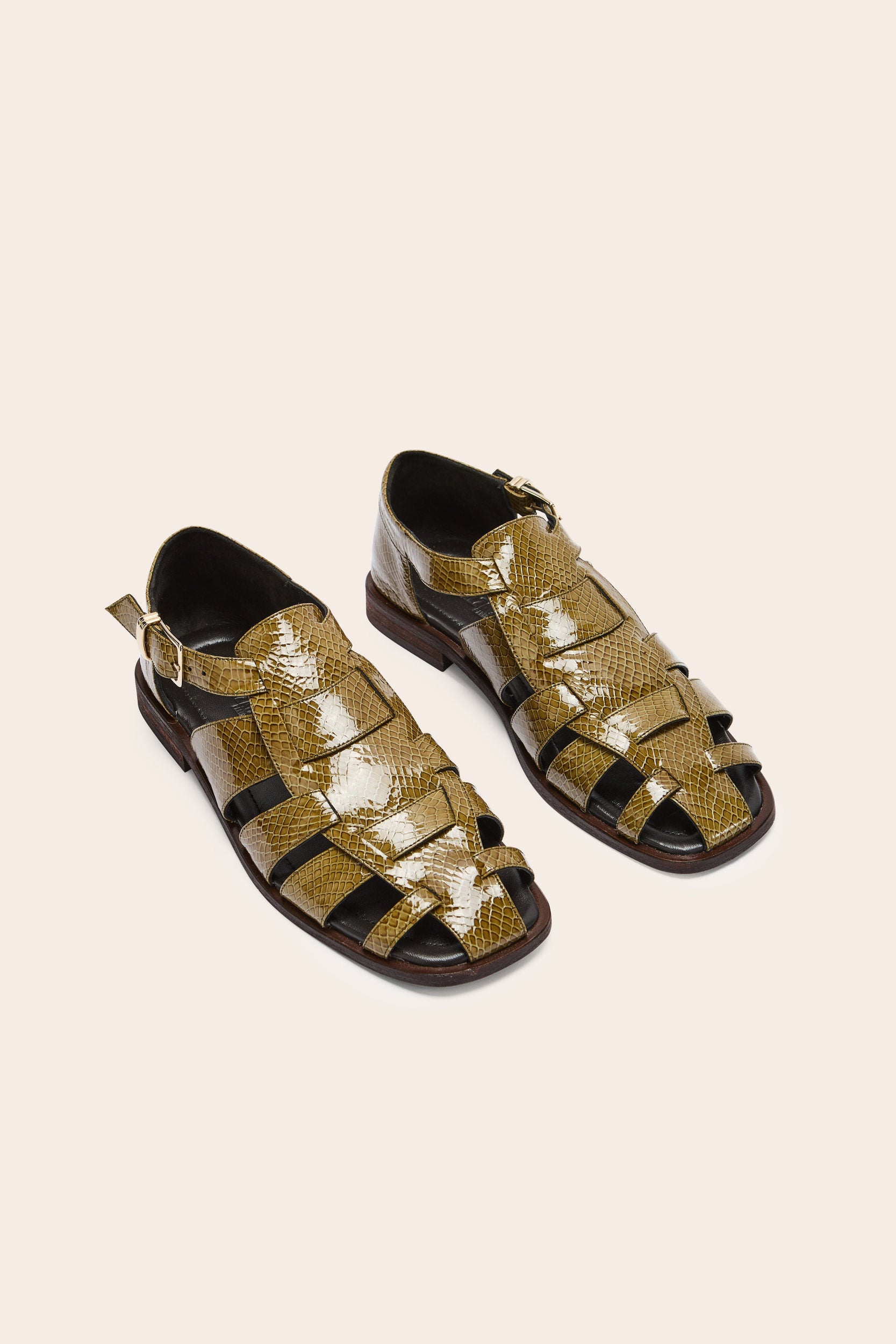 Sandales Luce vernis embosé kaki