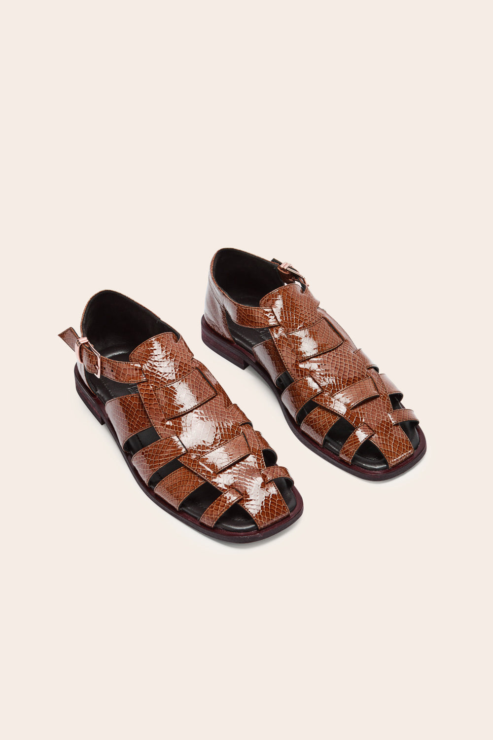 Sandales Luce vernis embossé camel