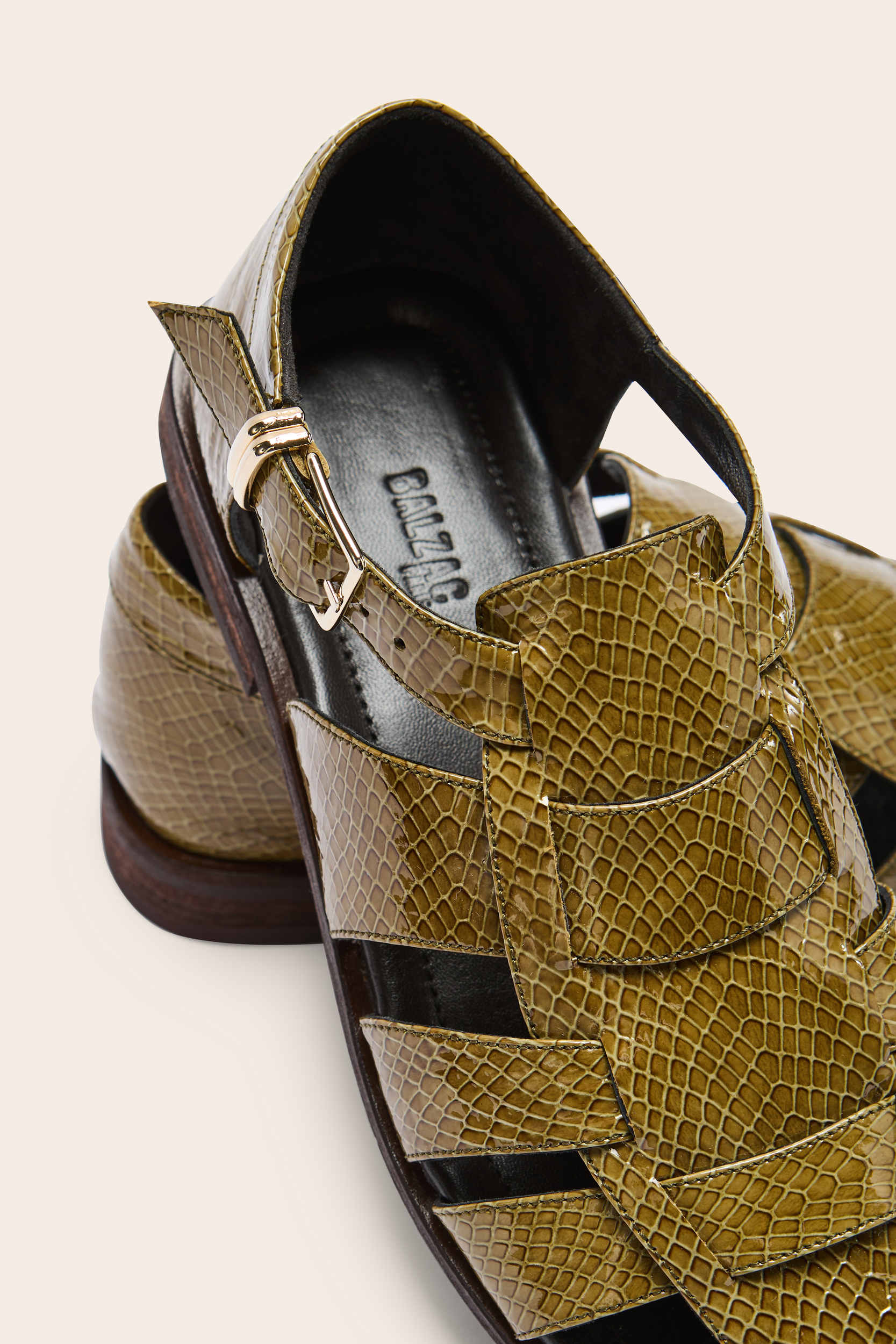 Sandales Luce vernis embosé kaki