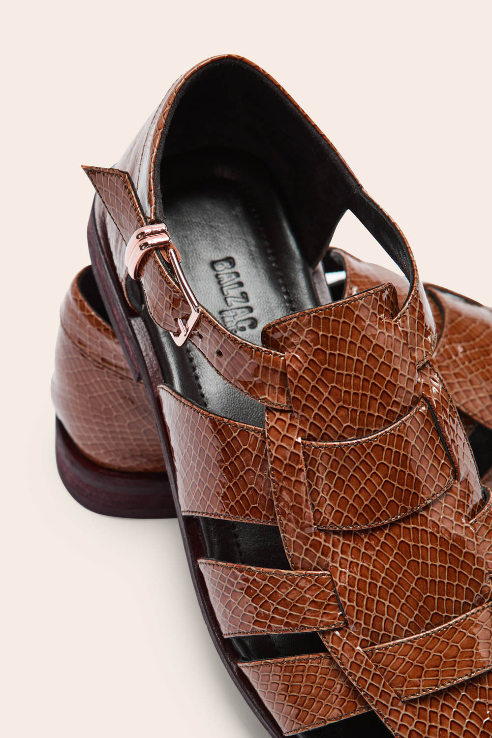 Sandales Luce vernis embossé camel