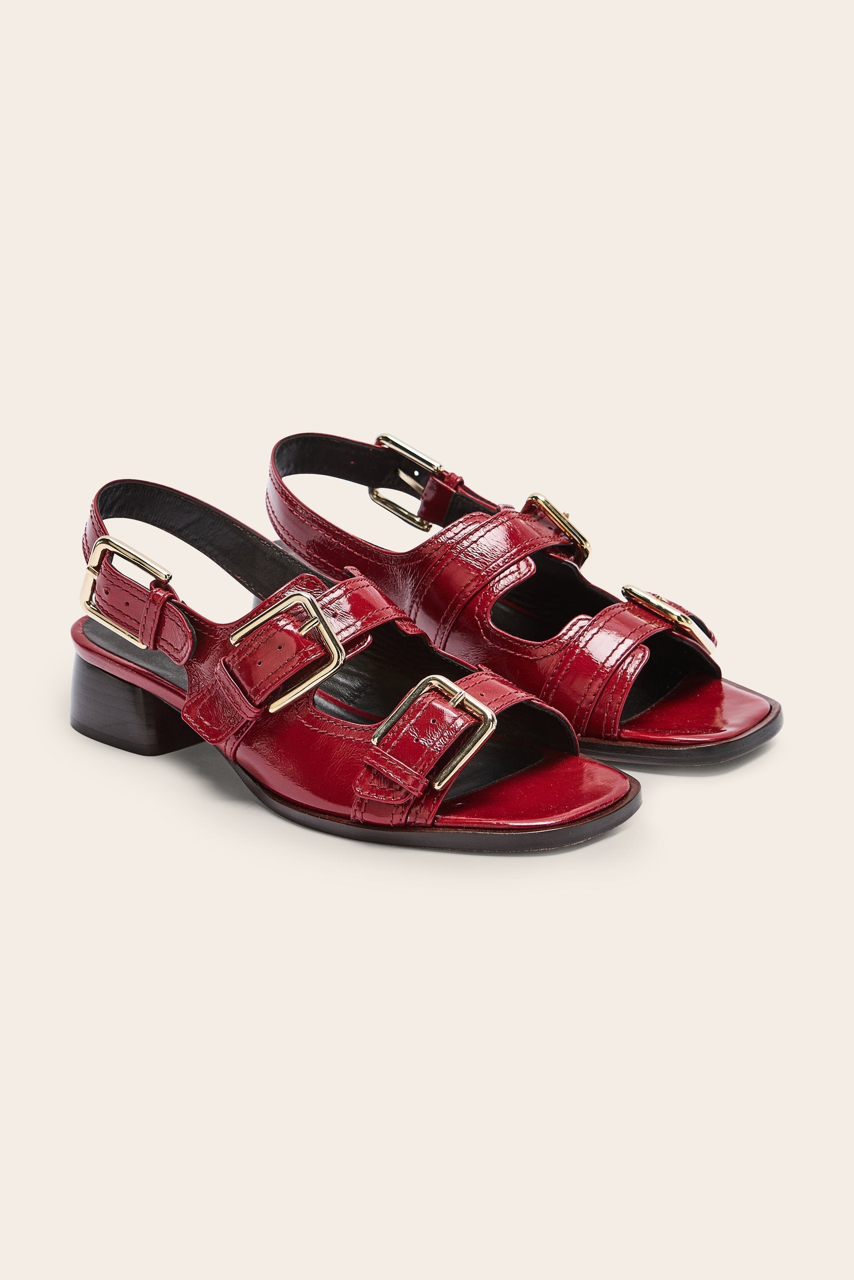 Sandales Flor vernis froissé rouge