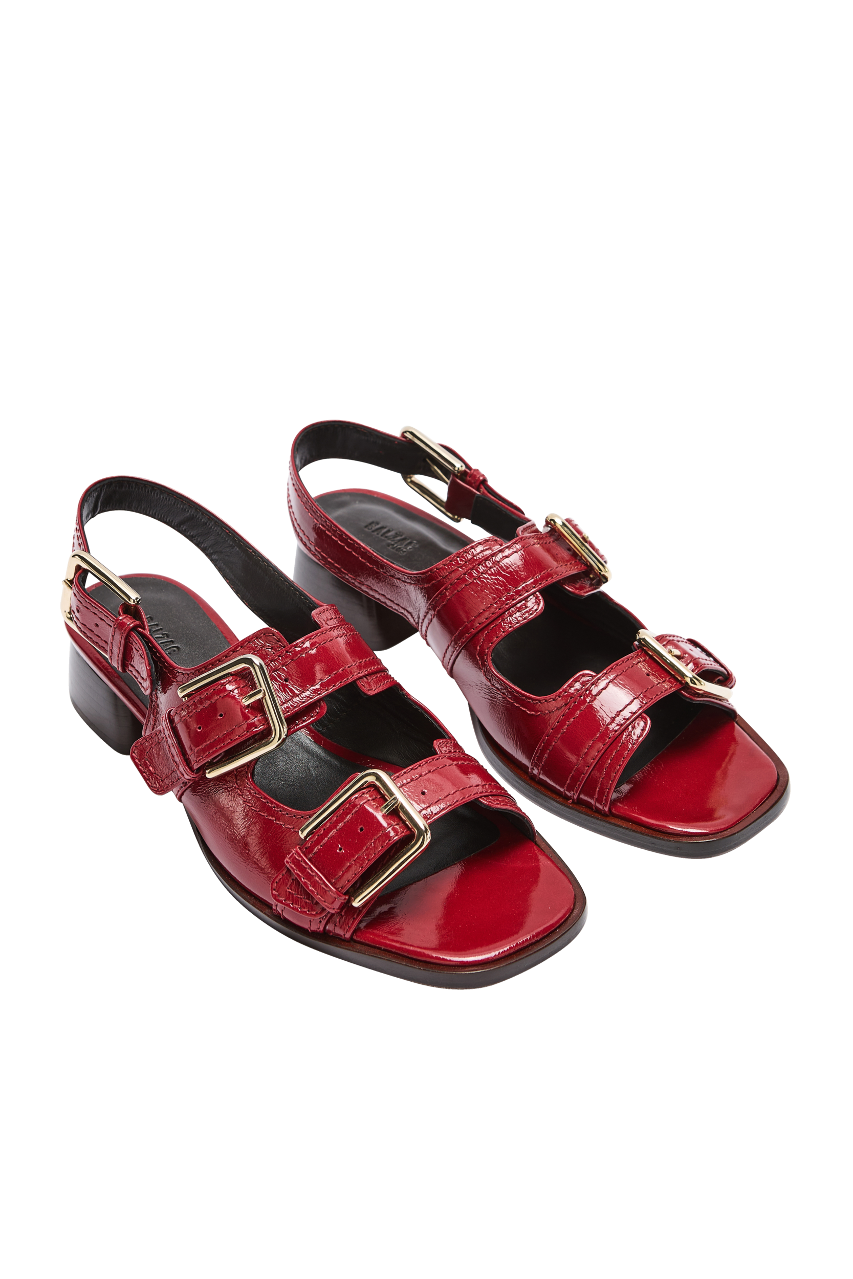 Sandales Flor vernis froissé rouge