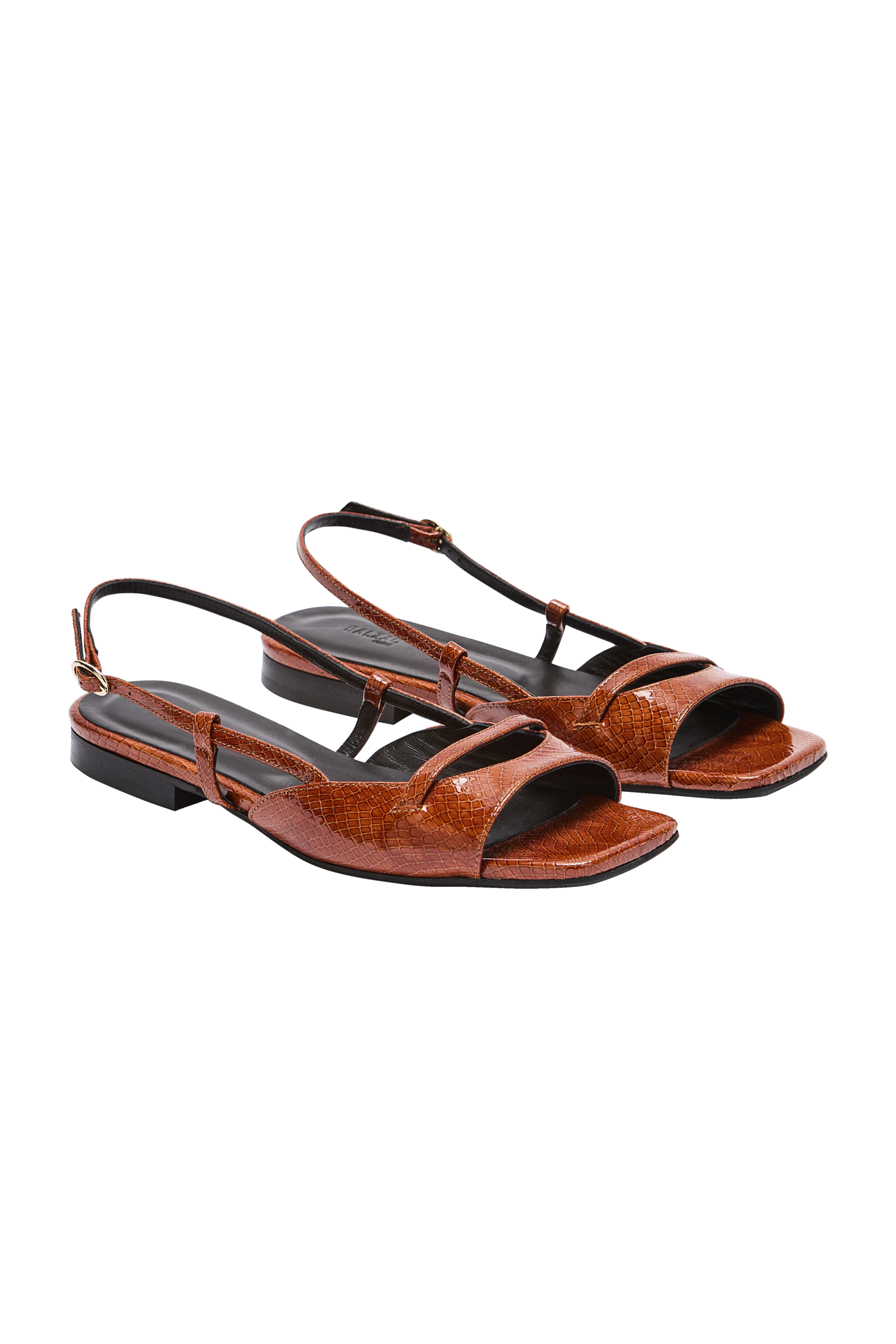 Sandales Dona vernis embossé camel