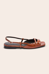 Sandales Dona vernis embossé camel