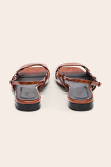 Sandales Dona vernis embossé camel