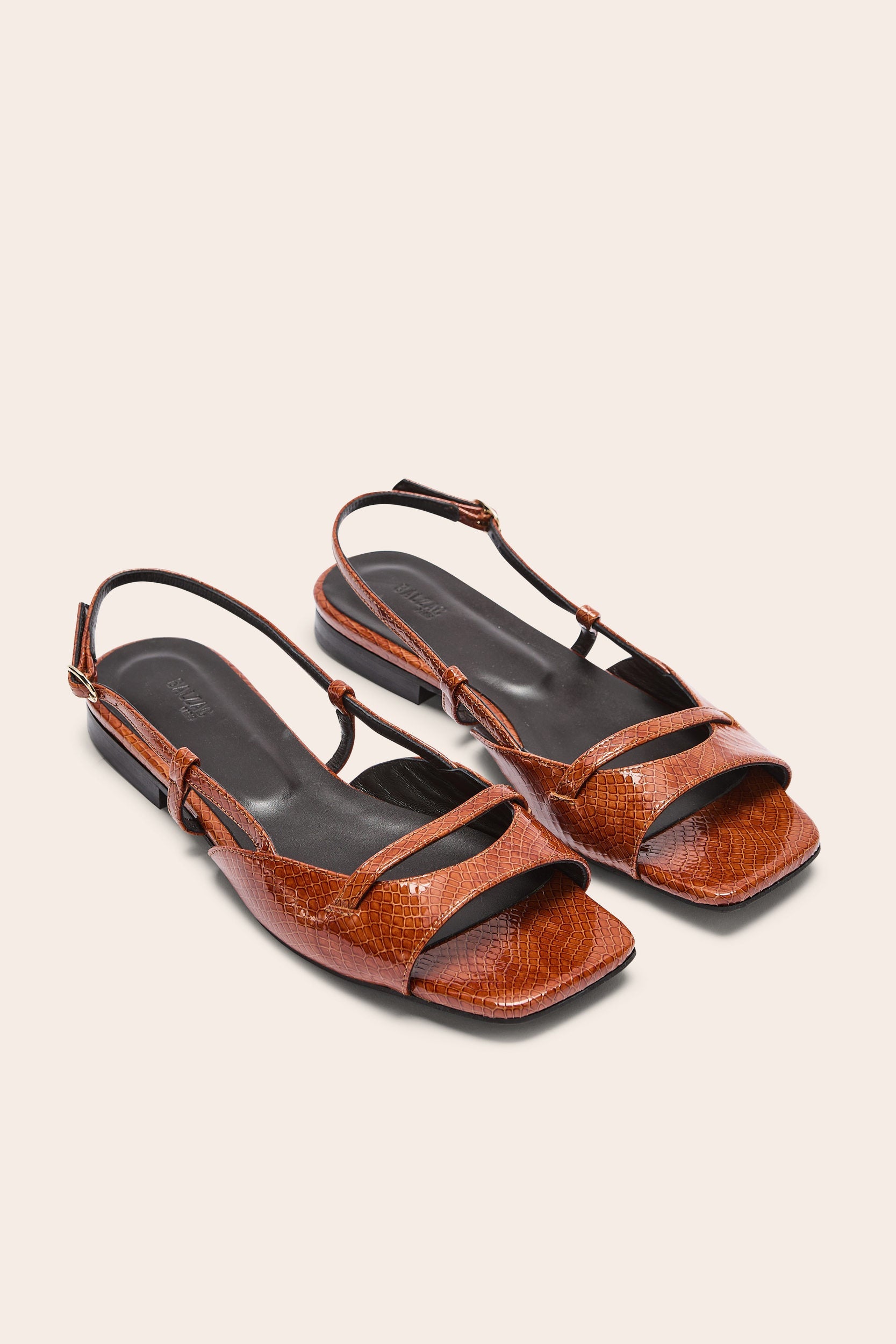 Sandales Dona vernis embossé camel