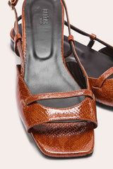 Sandales Dona vernis embossé camel
