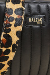 Sac César noir anse léopard