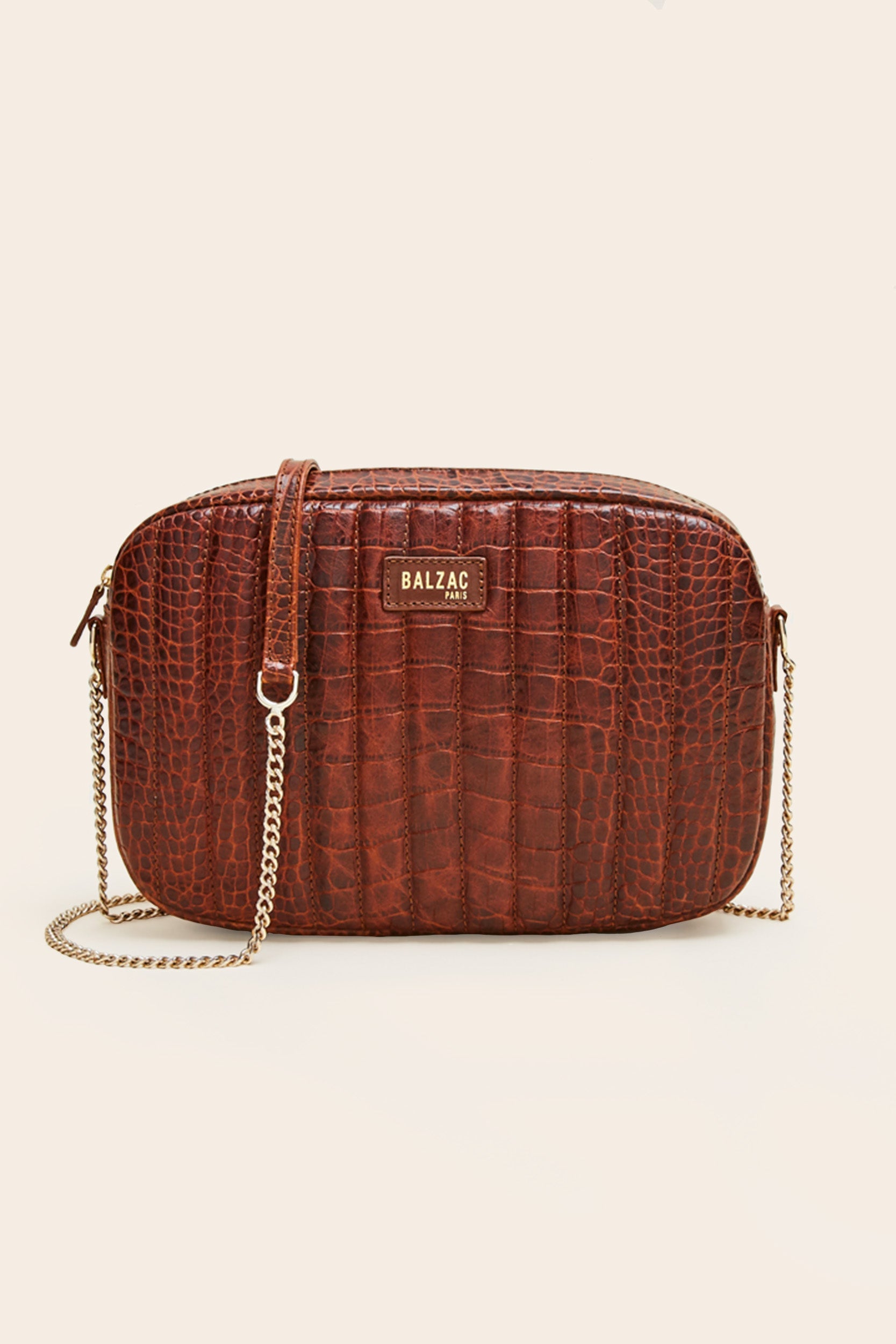 Sac Grand César cognac embossé