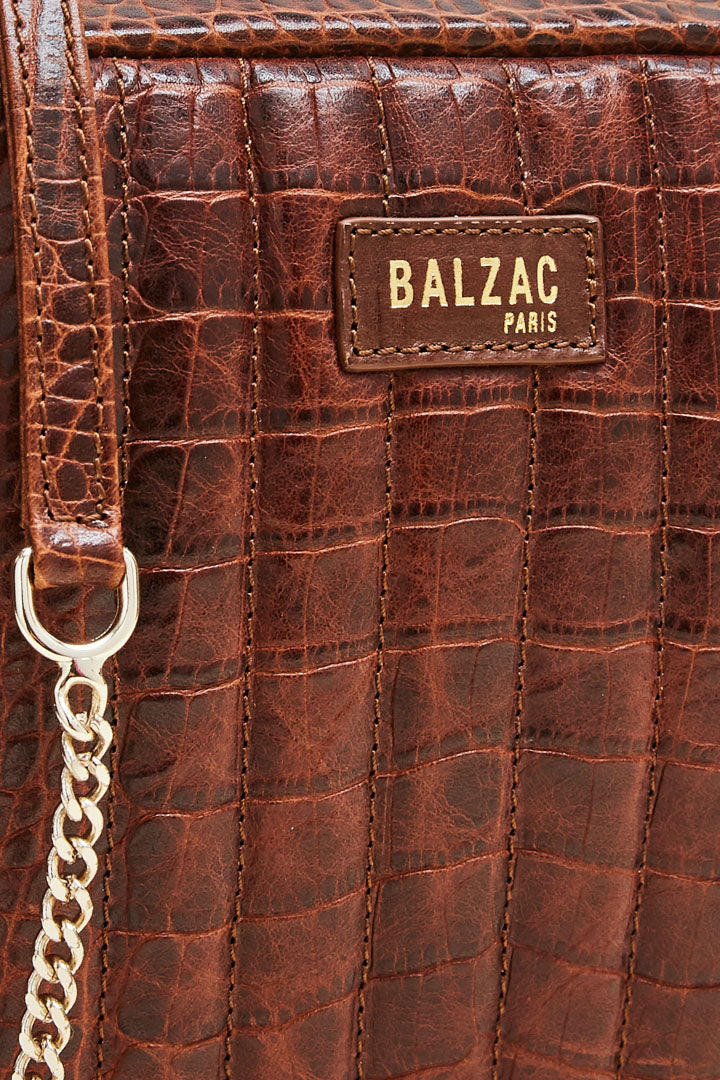 Sac Grand César cognac embossé