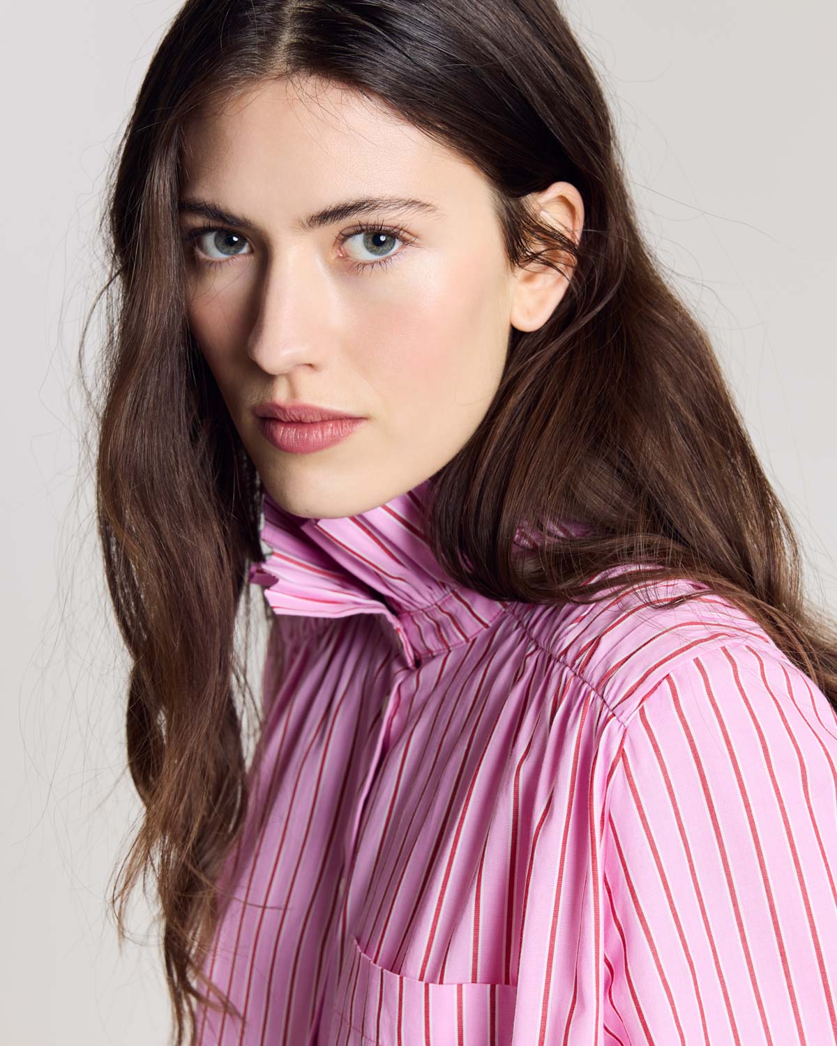 Chemise Leonor rayures rose et rouge
