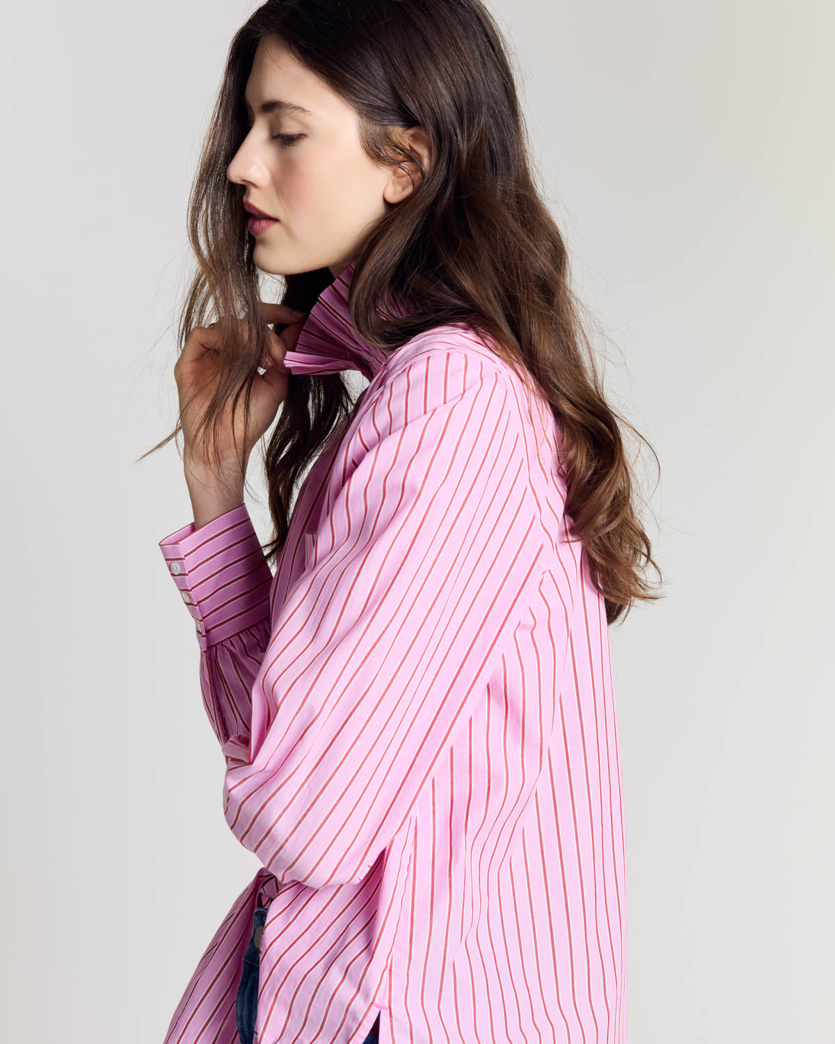 Chemise Leonor rayures rose et rouge