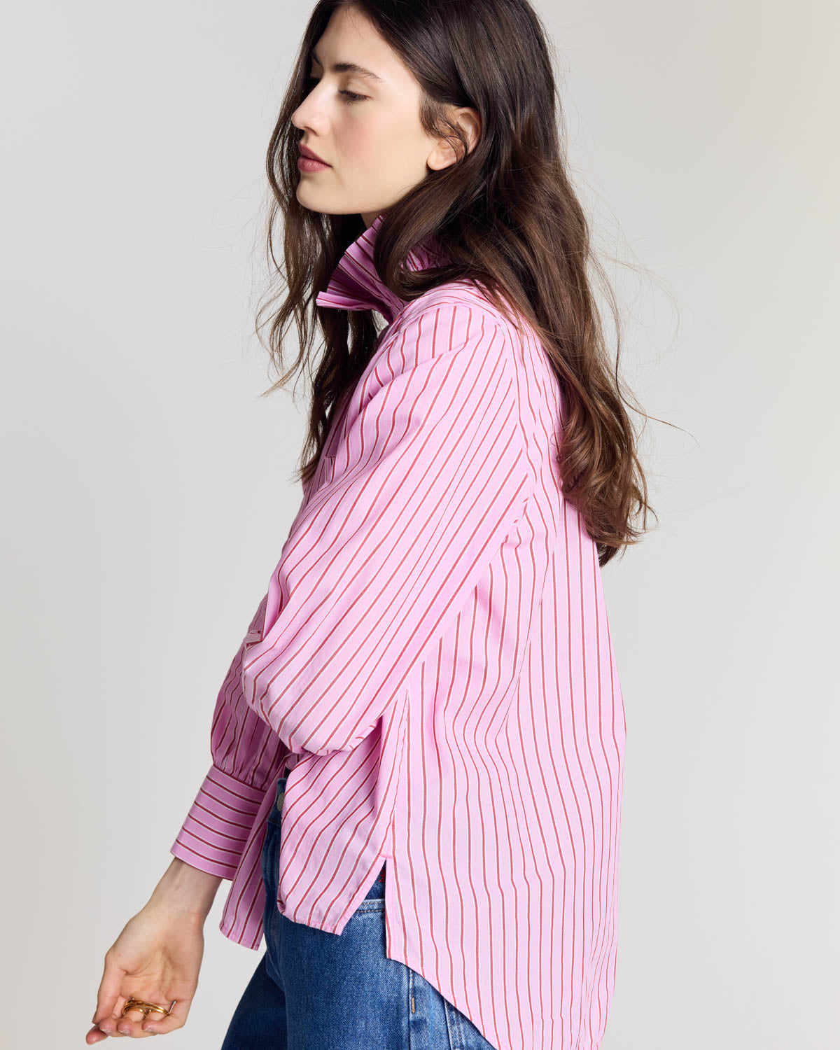 Chemise Leonor rayures rose et rouge