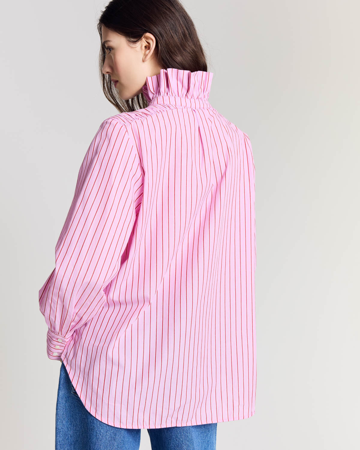 Chemise Leonor rayures rose et rouge