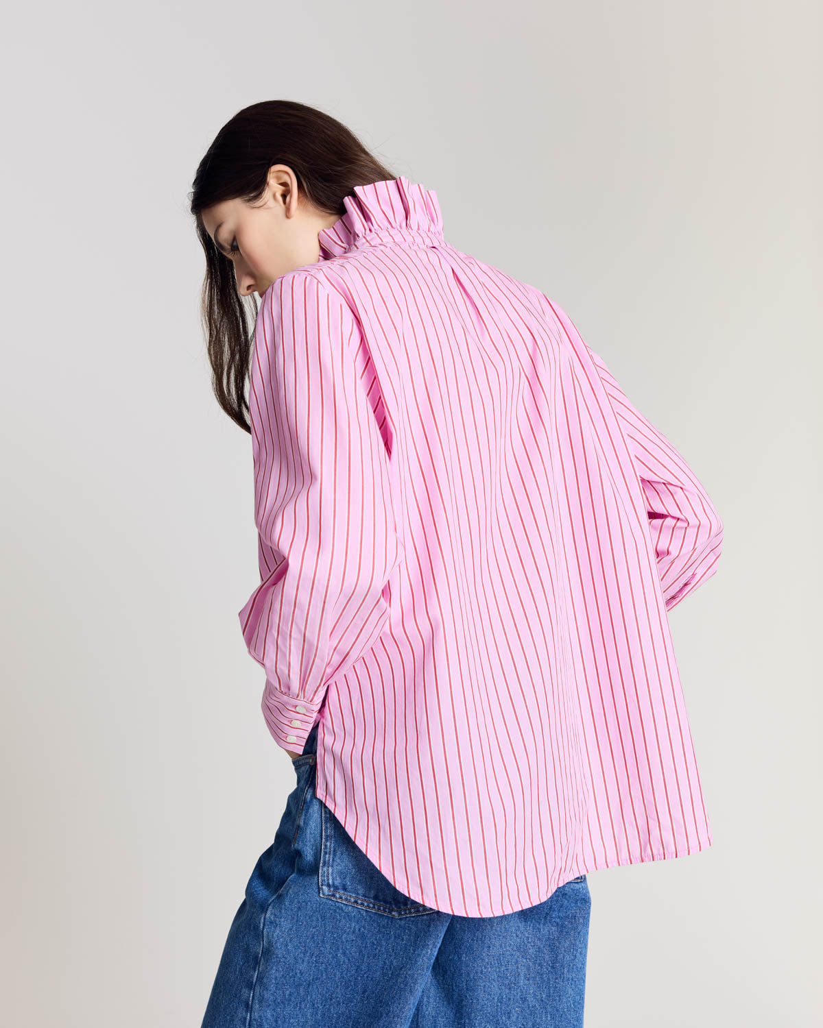 Chemise Leonor rayures rose et rouge