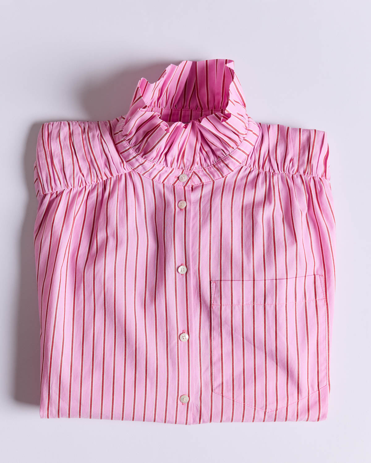 Chemise Leonor rayures rose et rouge
