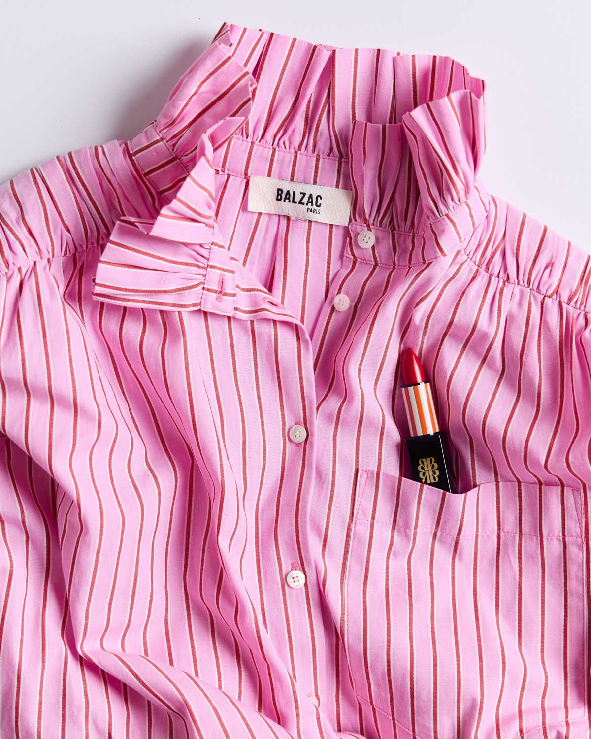 Chemise Leonor rayures rose et rouge