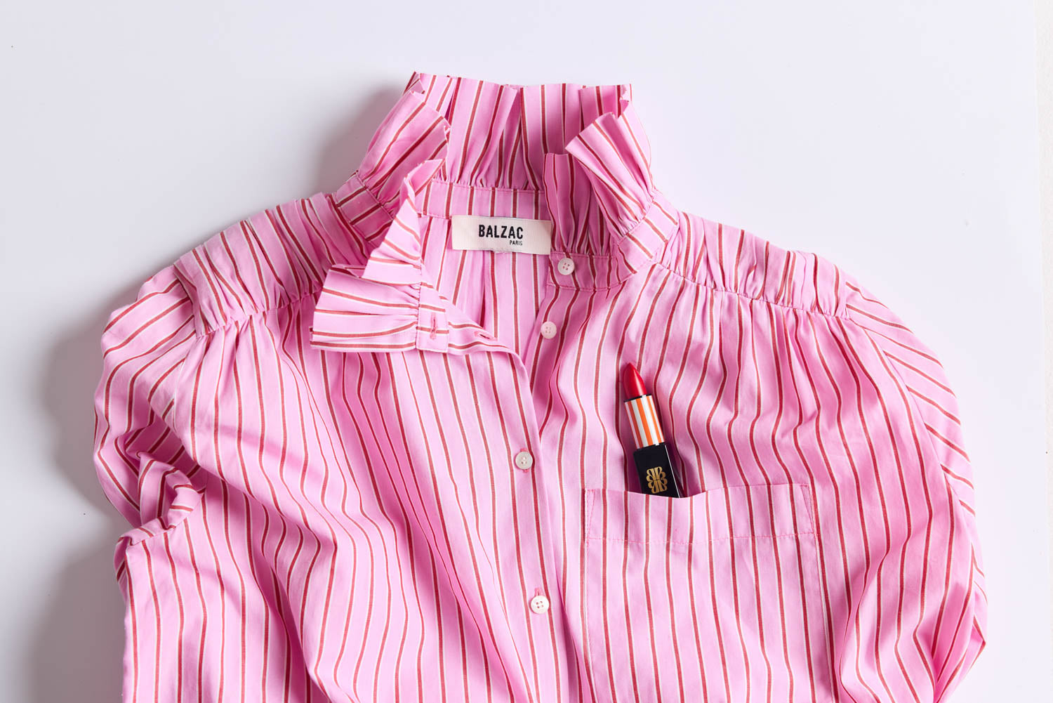 Chemise Leonor rayures rose et rouge