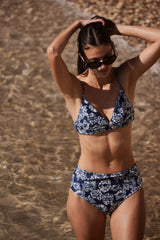 Bas de maillot Patchouli imprimé flower party marine et écru